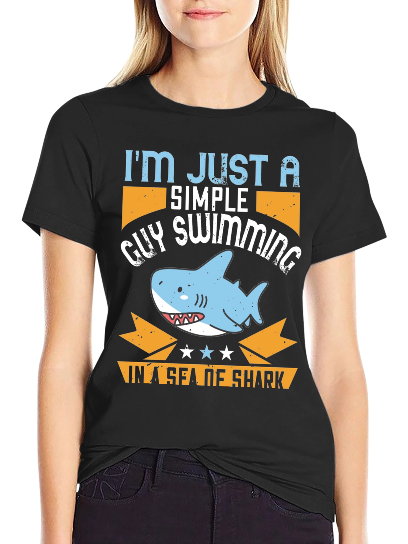 Simple Guy Swimming Shark T-Shirt