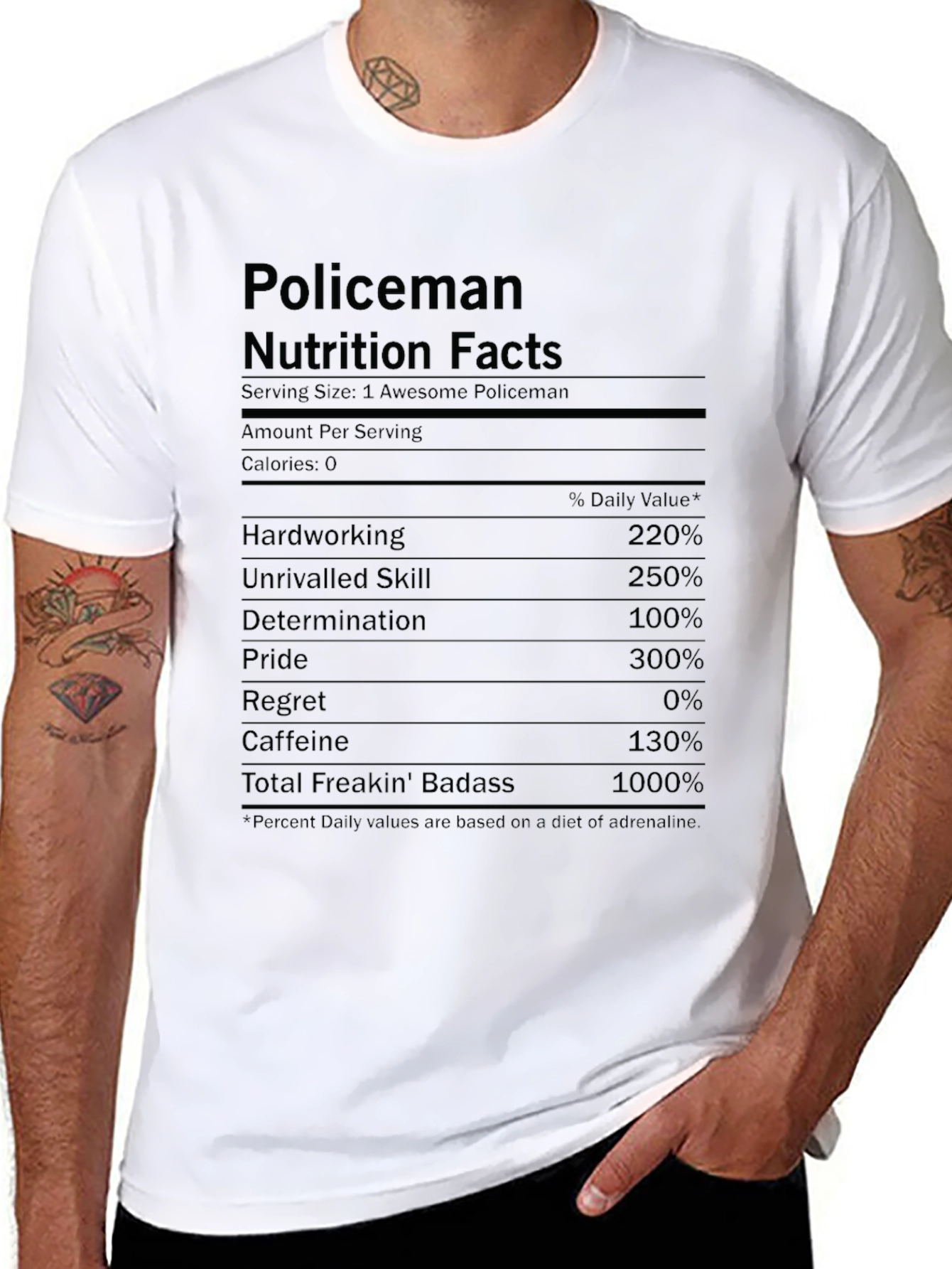 Policeman Nutrition Facts T-Shirt - Funny Police Gift