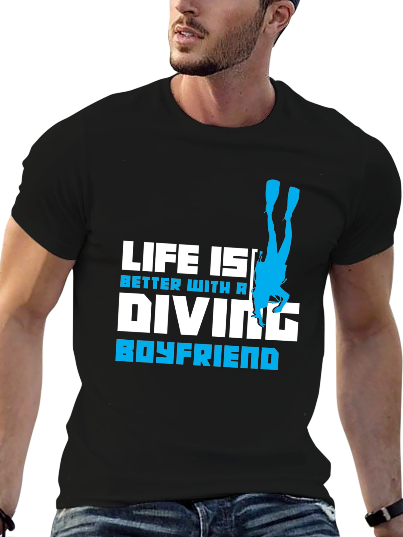 Diving Boyfriend Black T-Shirt - Scuba Diver Love