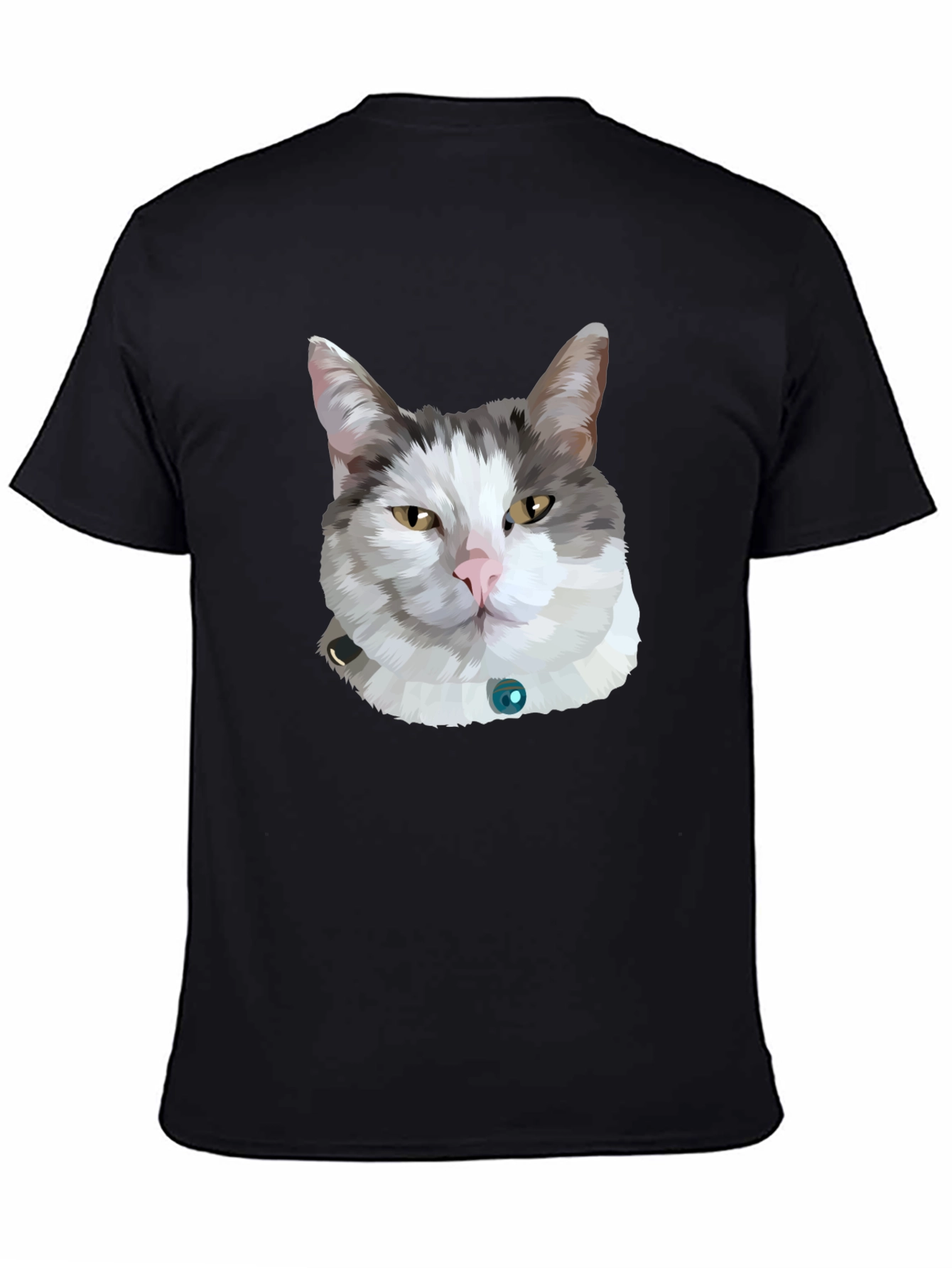 Cat Portrait Graphic Tee - Black Unisex T-Shirt