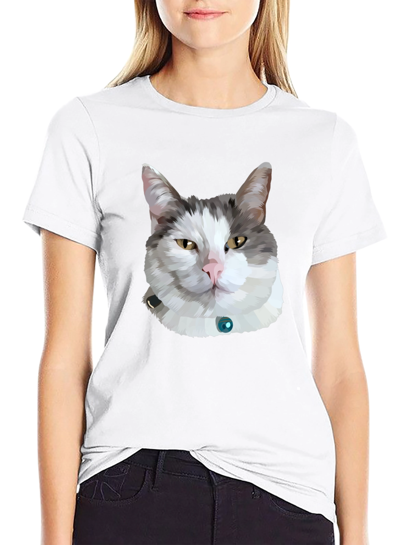 Cat Portrait Graphic Tee - Black Unisex T-Shirt