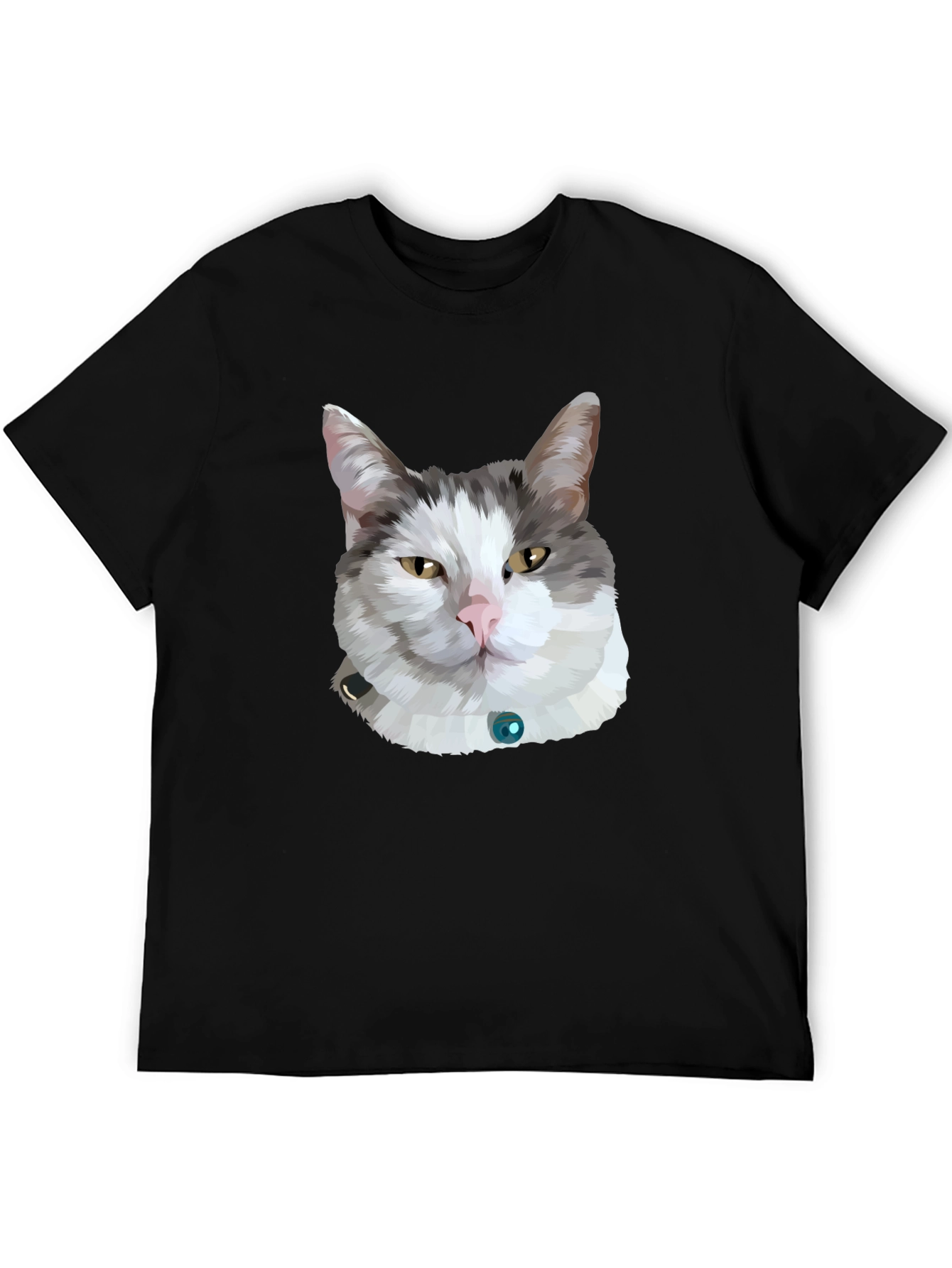 Cat Portrait Graphic Tee - Black Unisex T-Shirt