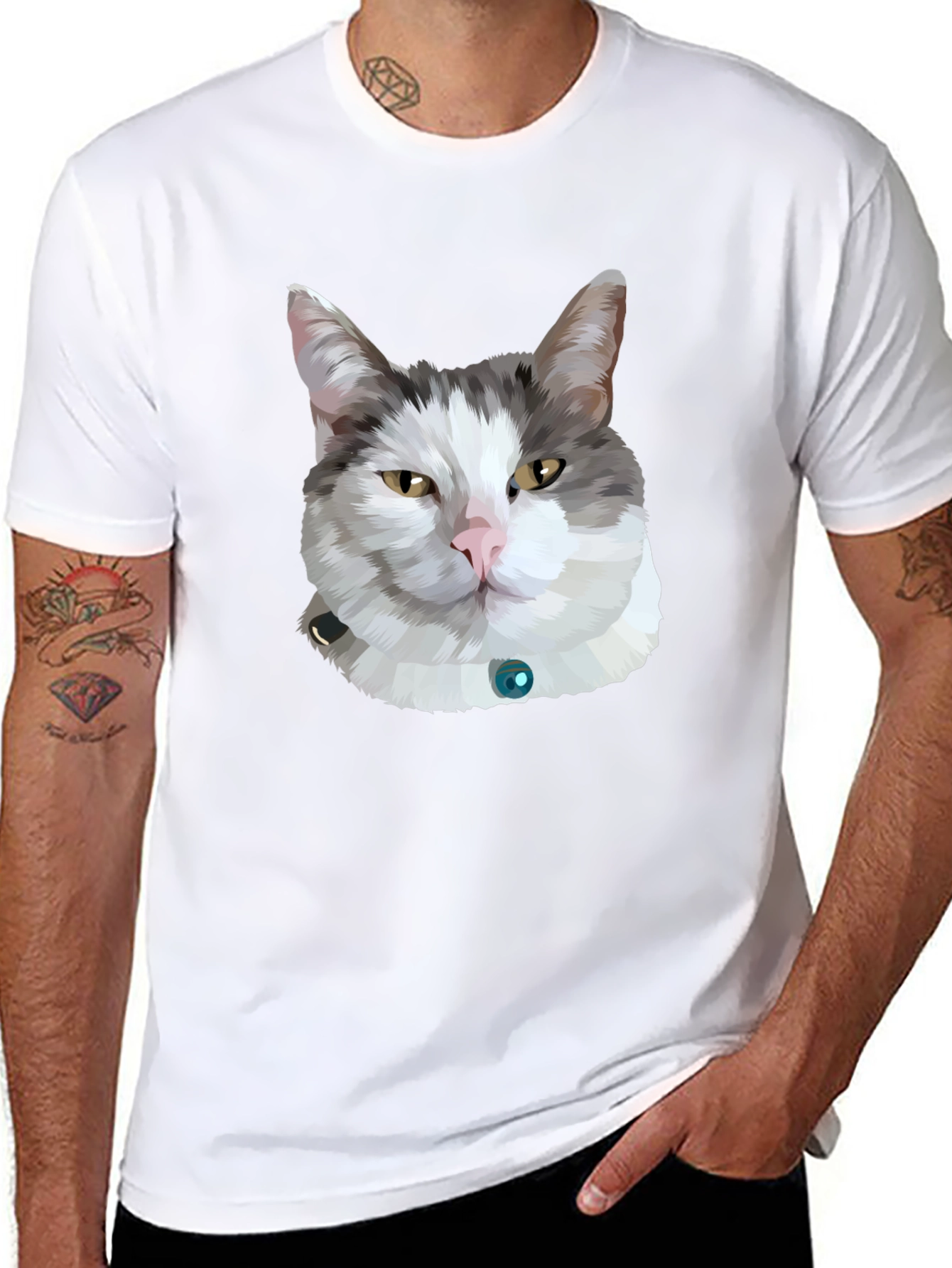 Cat Portrait Graphic Tee - Black Unisex T-Shirt