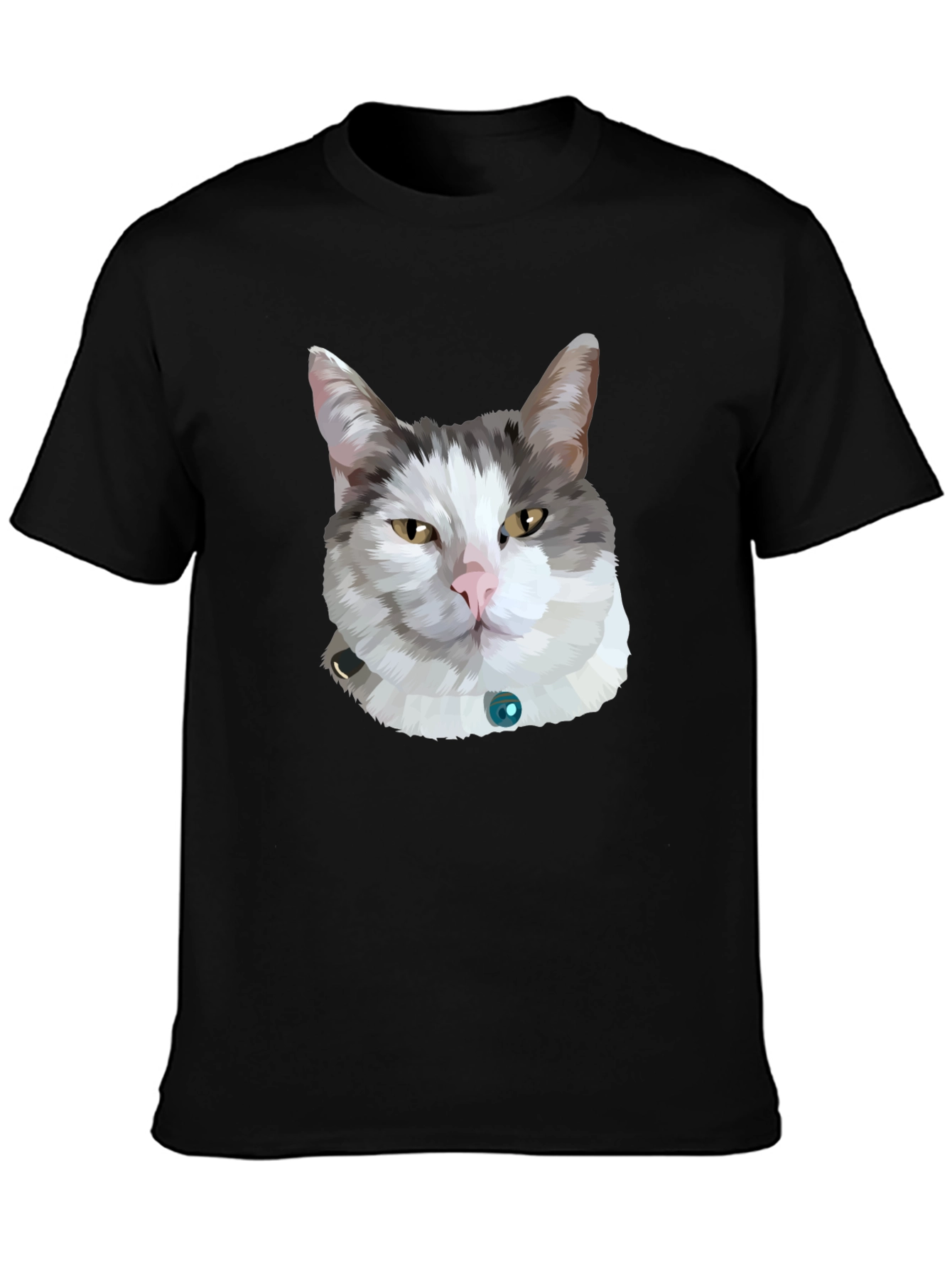 Cat Portrait Graphic Tee - Black Unisex T-Shirt