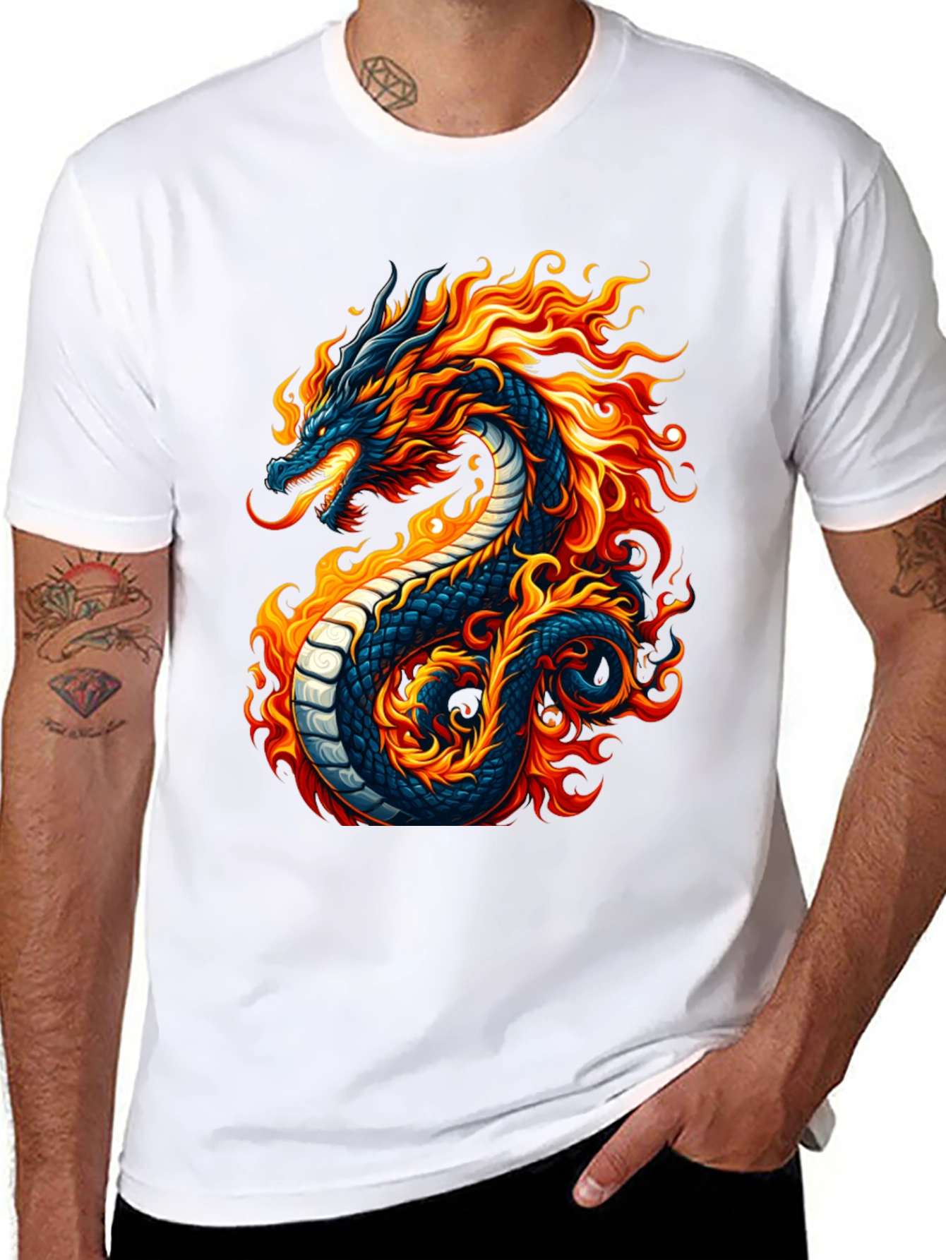 Fiery Dragon Graphic Black T-Shirt