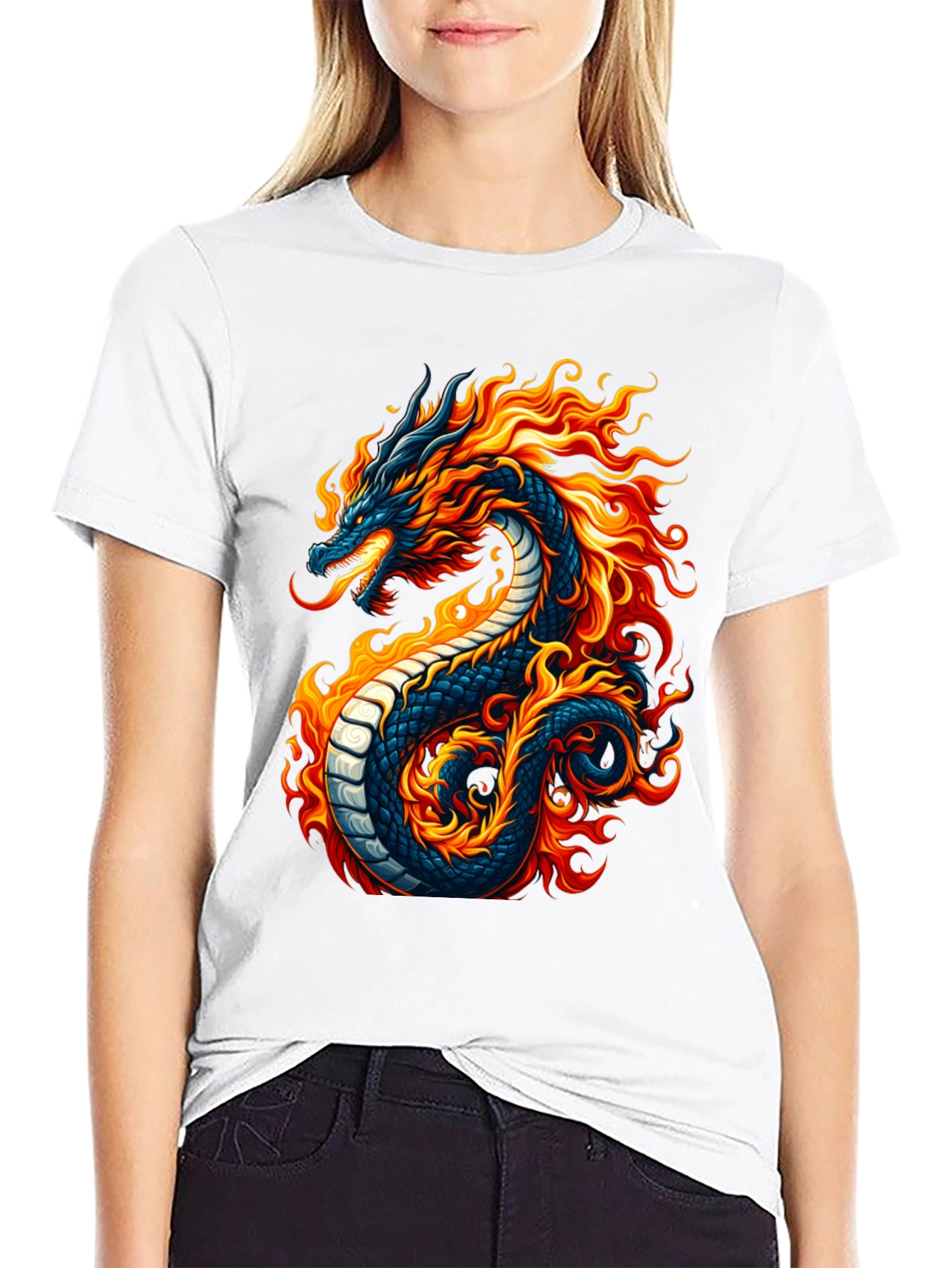 Fiery Dragon Graphic Black T-Shirt