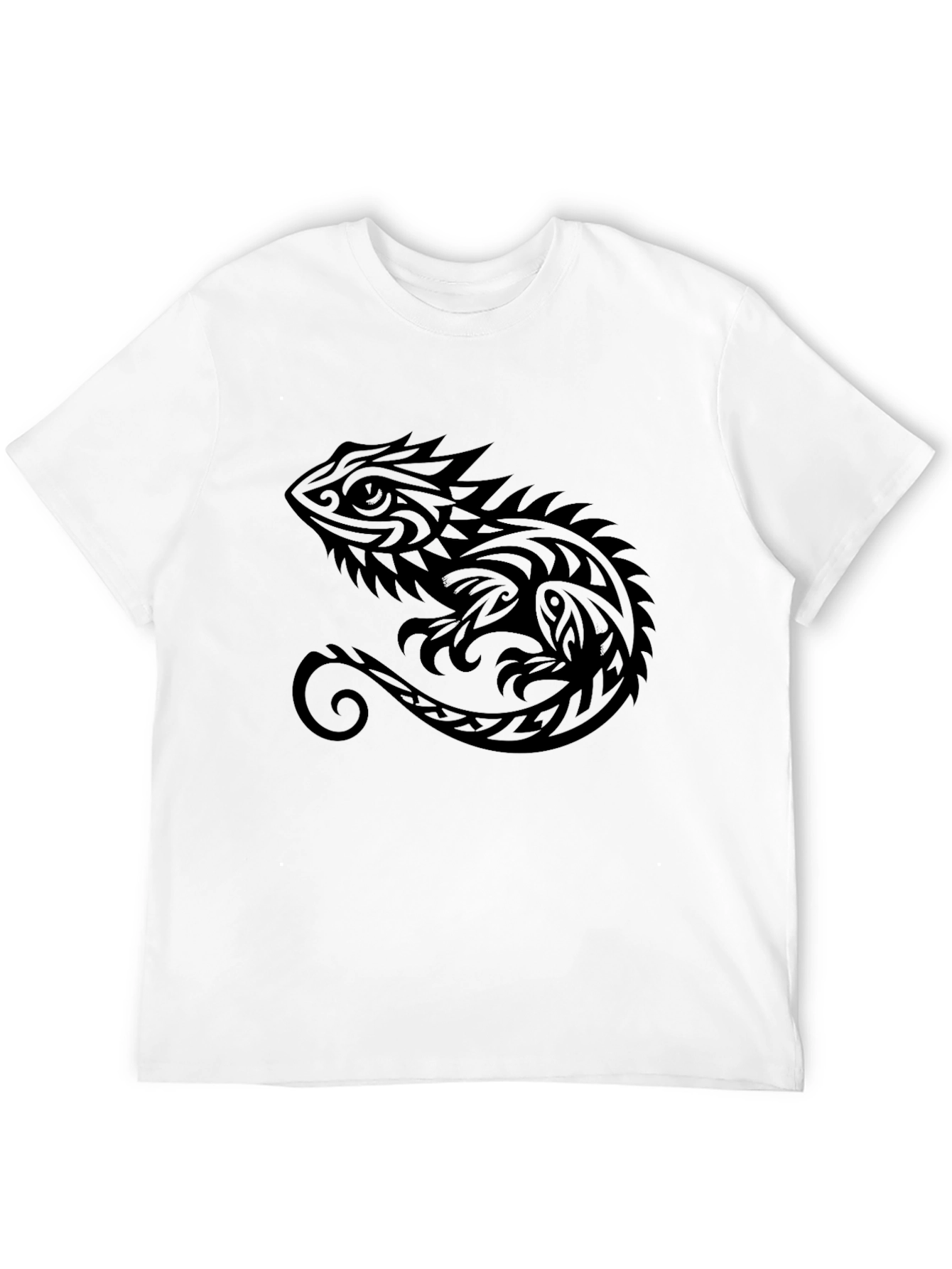 Tribal Lizard Graphic Tee - Stylish Mens Black T-Shirt