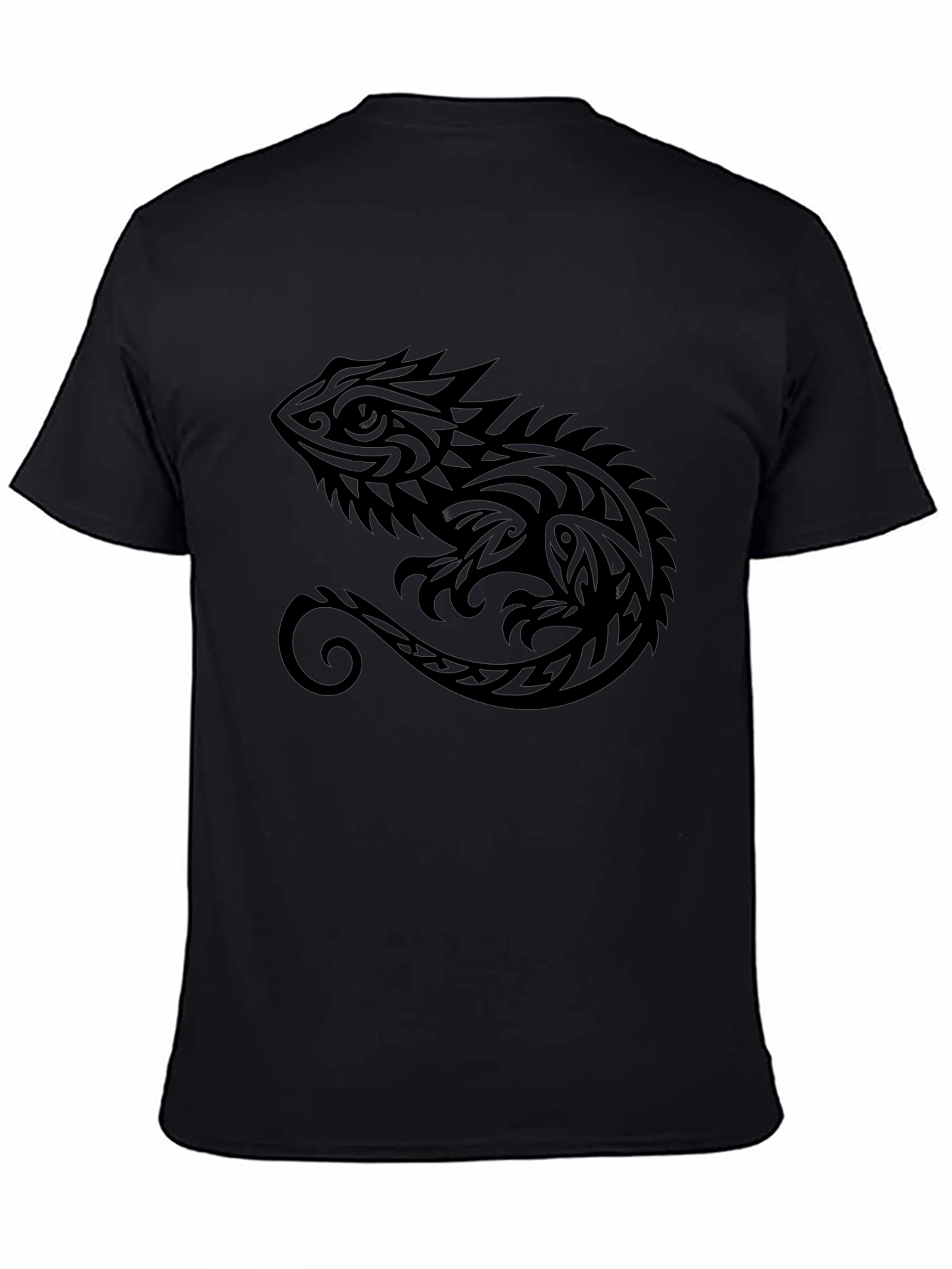 Tribal Lizard Graphic Tee - Stylish Mens Black T-Shirt