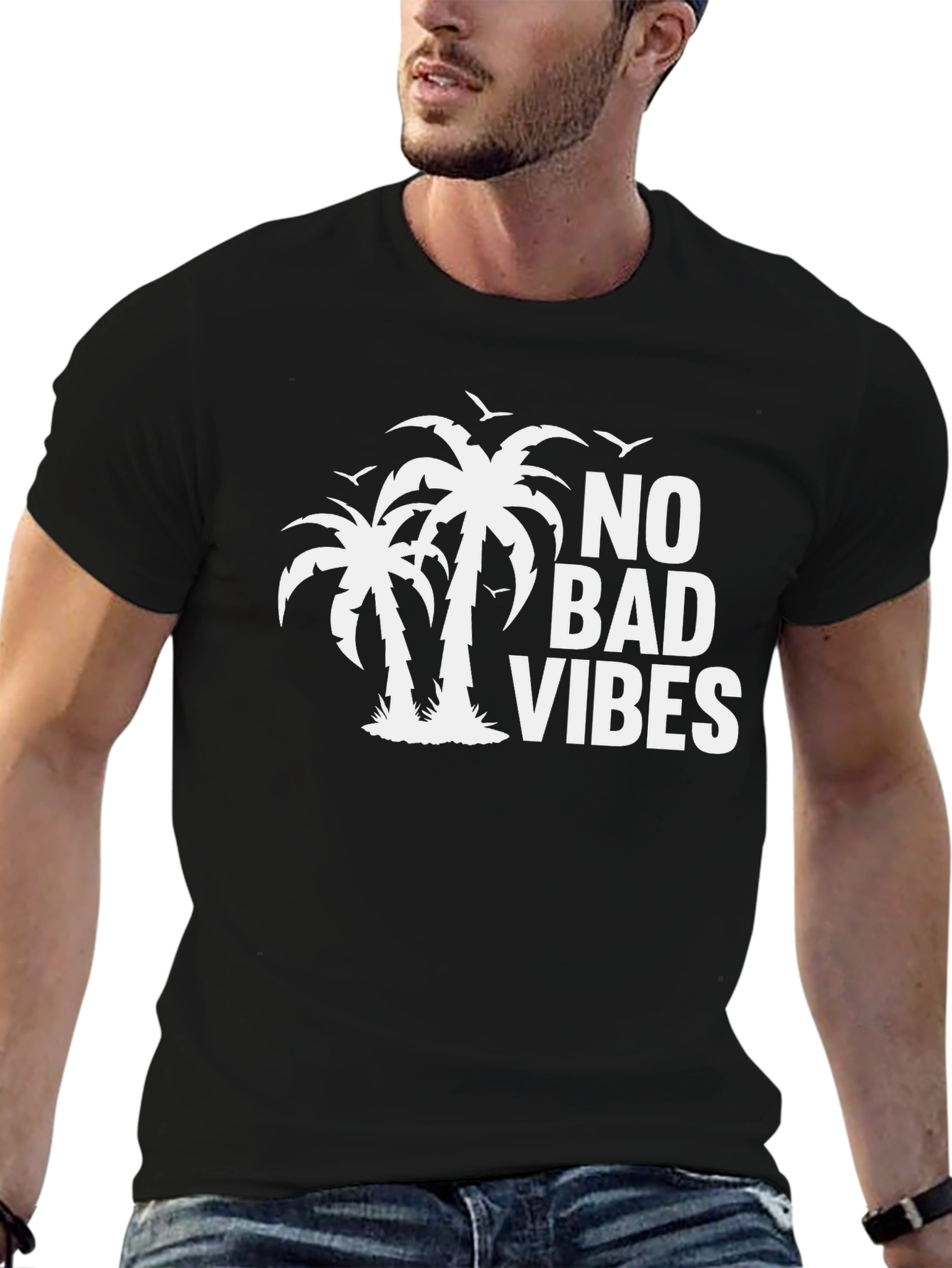 No Bad Vibes Palm Tree Graphic Tee