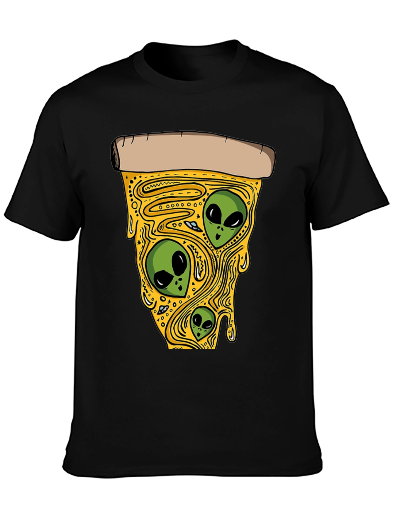 Alien Pizza Graphic Tee - Black