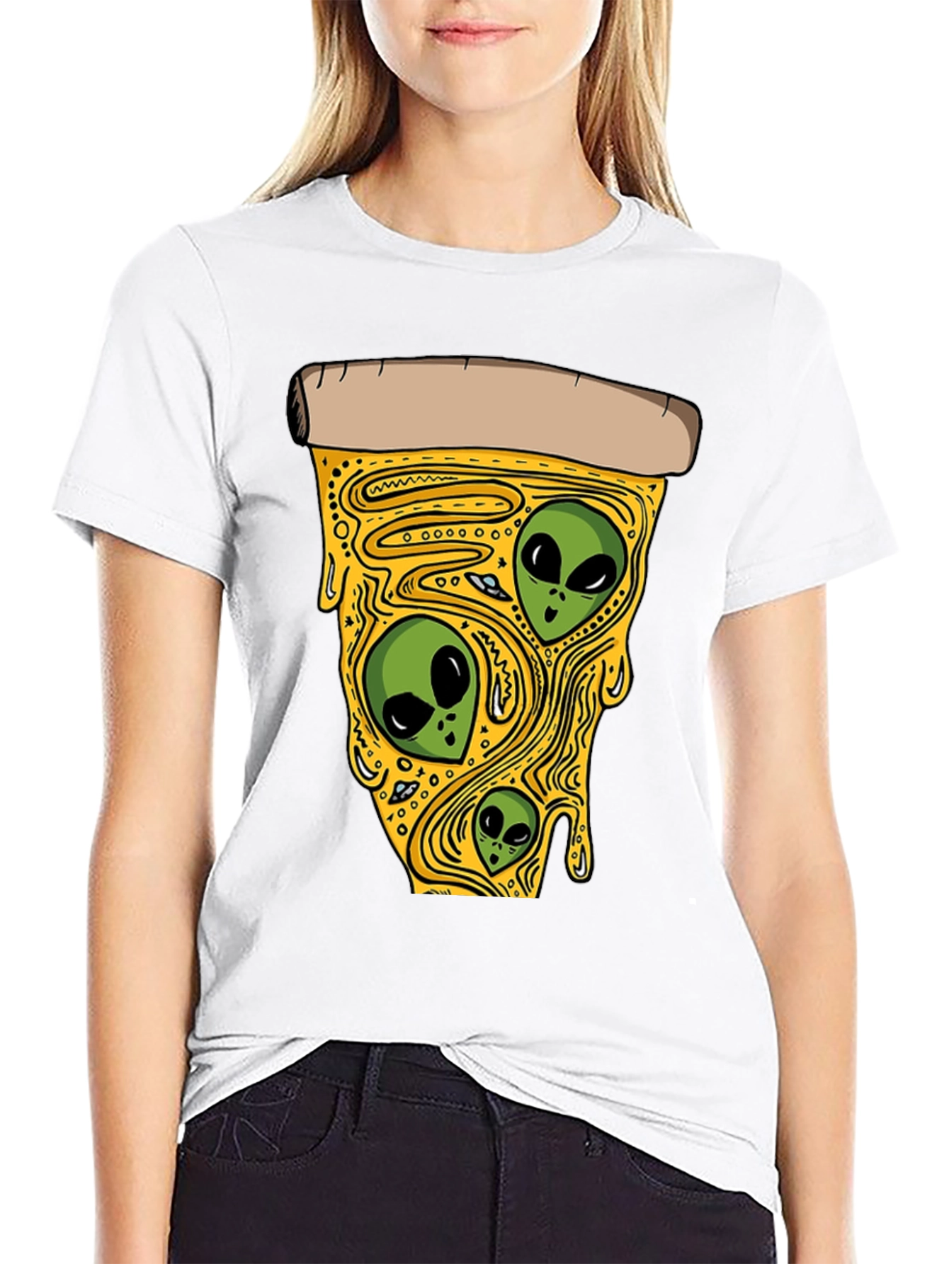 Alien Pizza Graphic Tee - Black