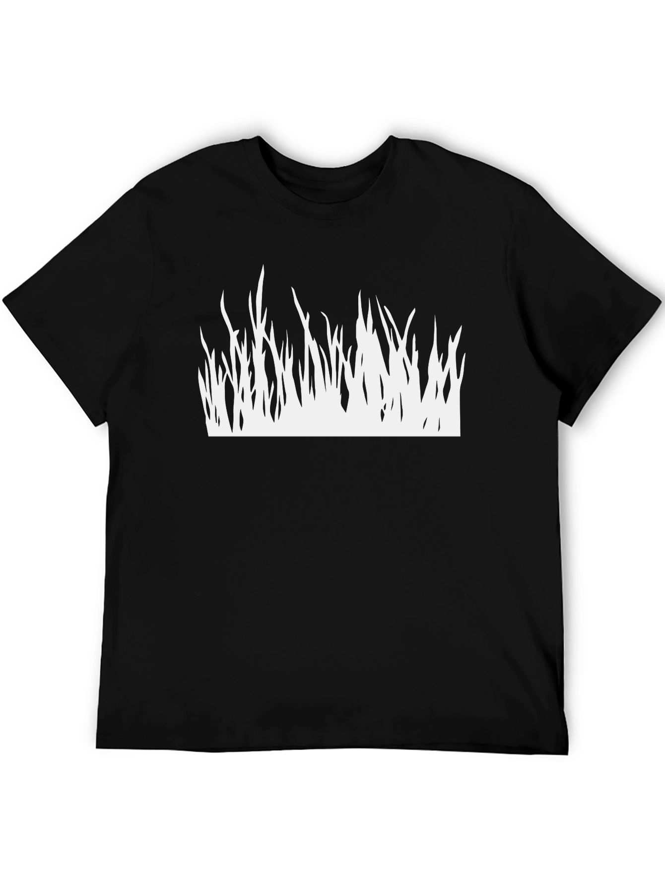 Mens Black T-Shirt - Grass Design