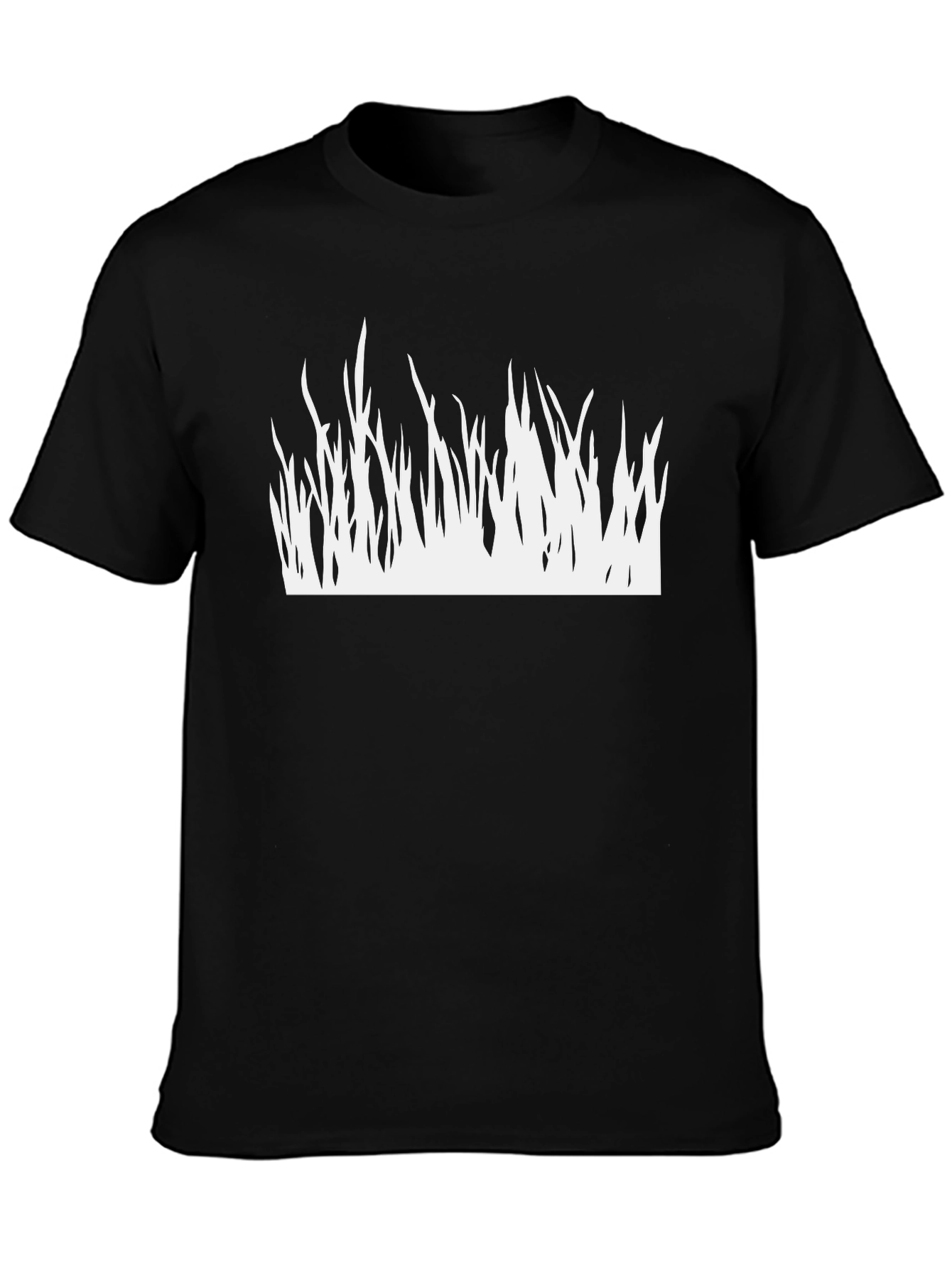 Mens Black T-Shirt - Grass Design