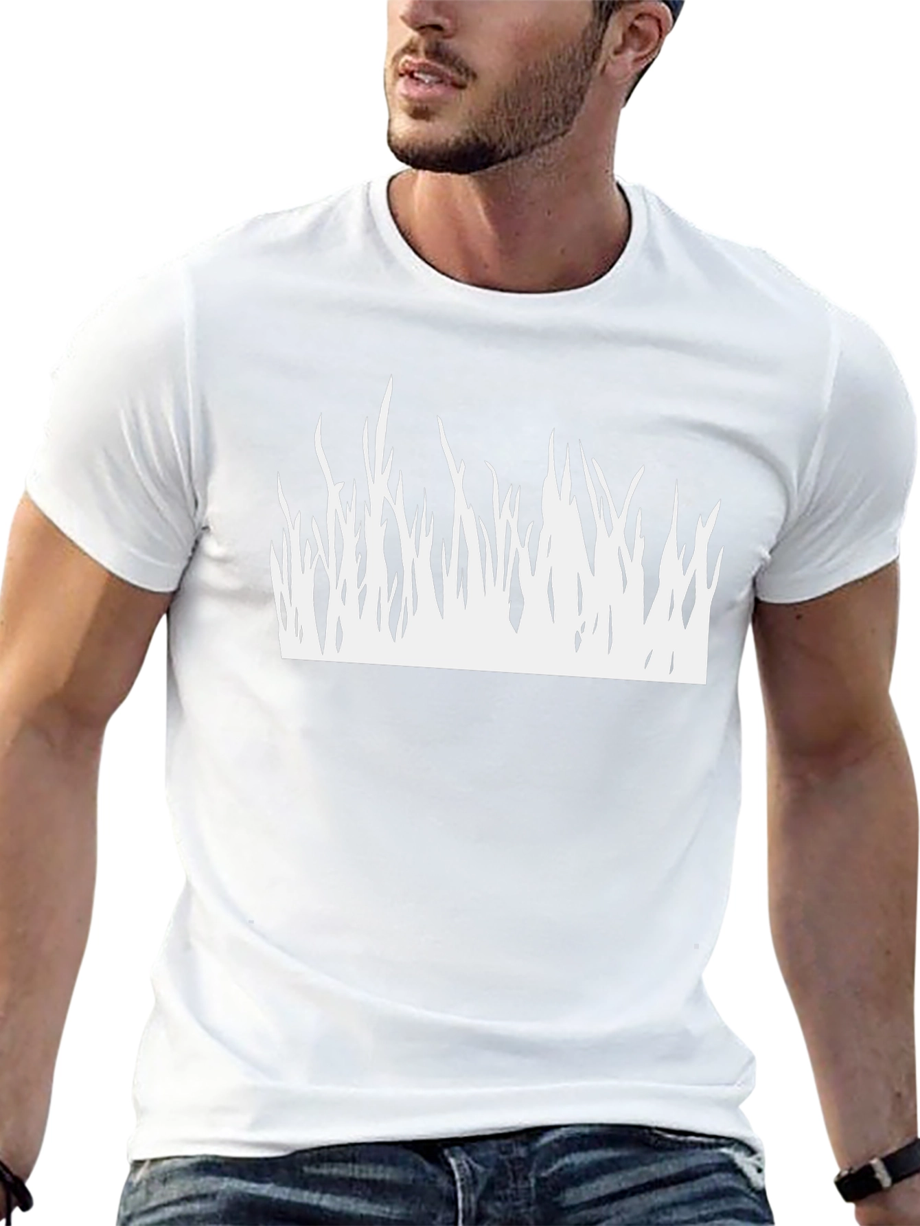 Mens Black T-Shirt - Grass Design