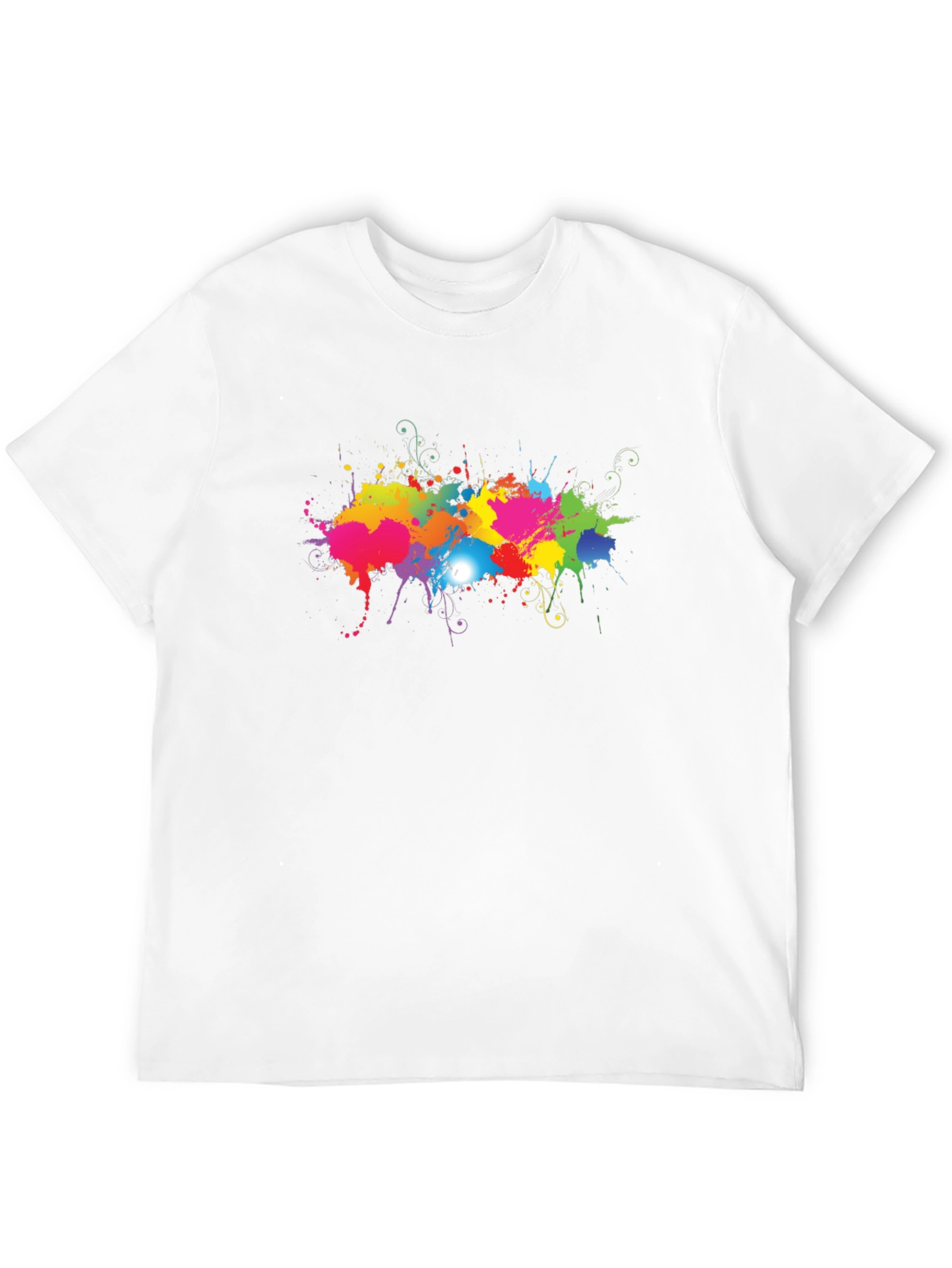 Vibrant Splatter Print Black T-Shirt