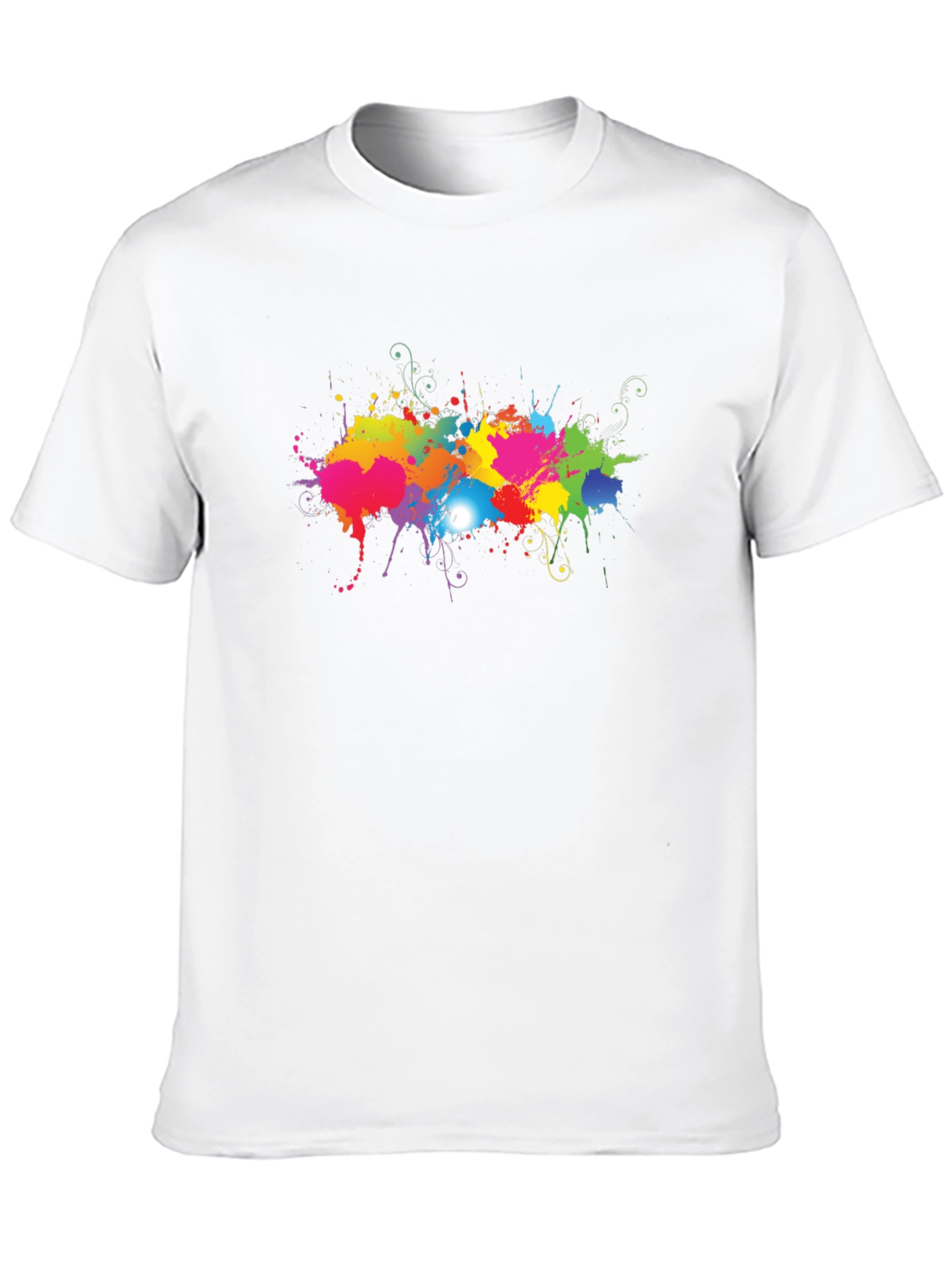 Vibrant Splatter Print Black T-Shirt