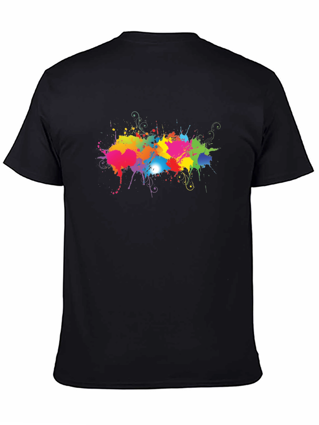 Vibrant Splatter Print Black T-Shirt