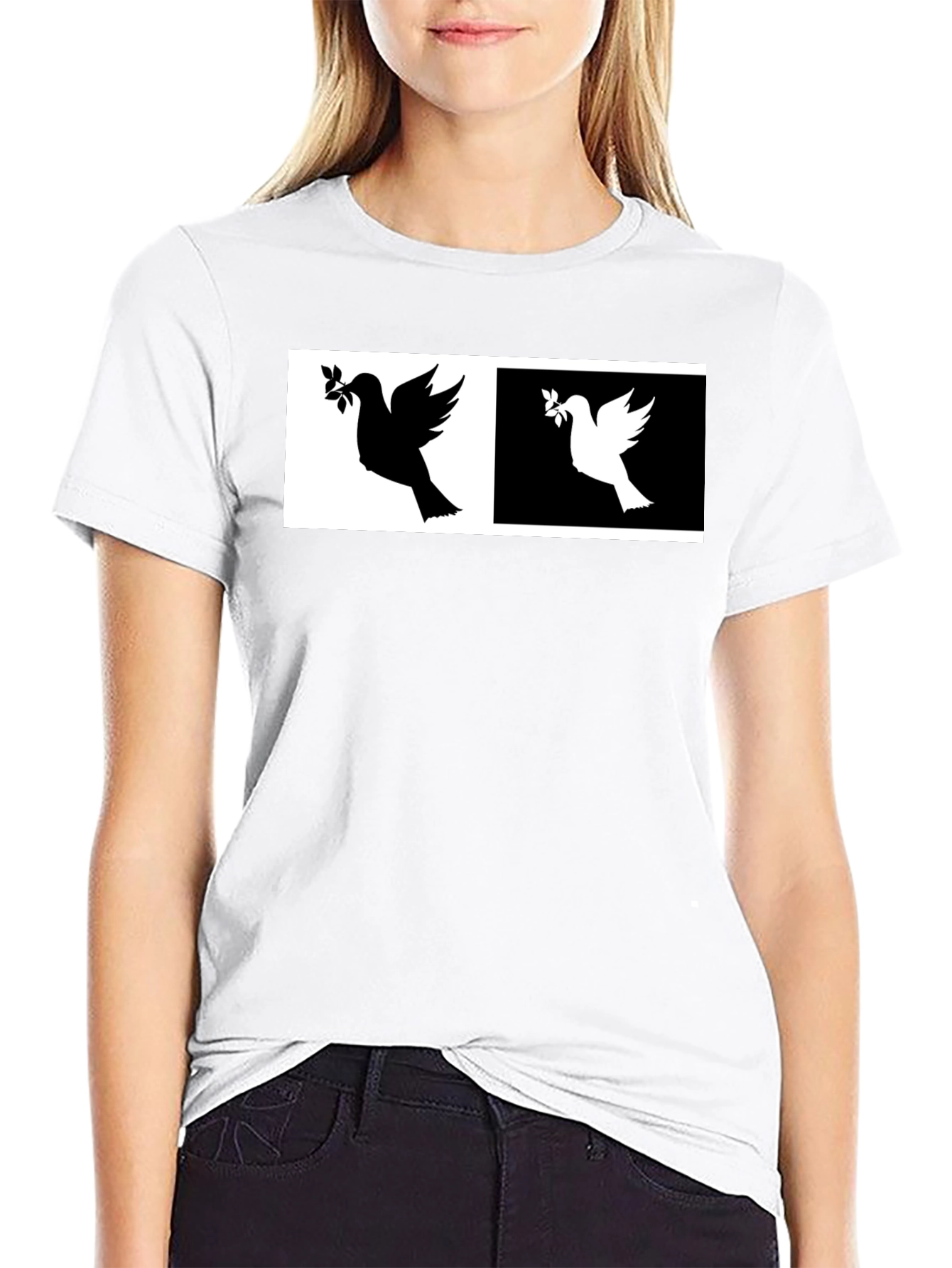 Peace Dove T-Shirt - Black & White Design