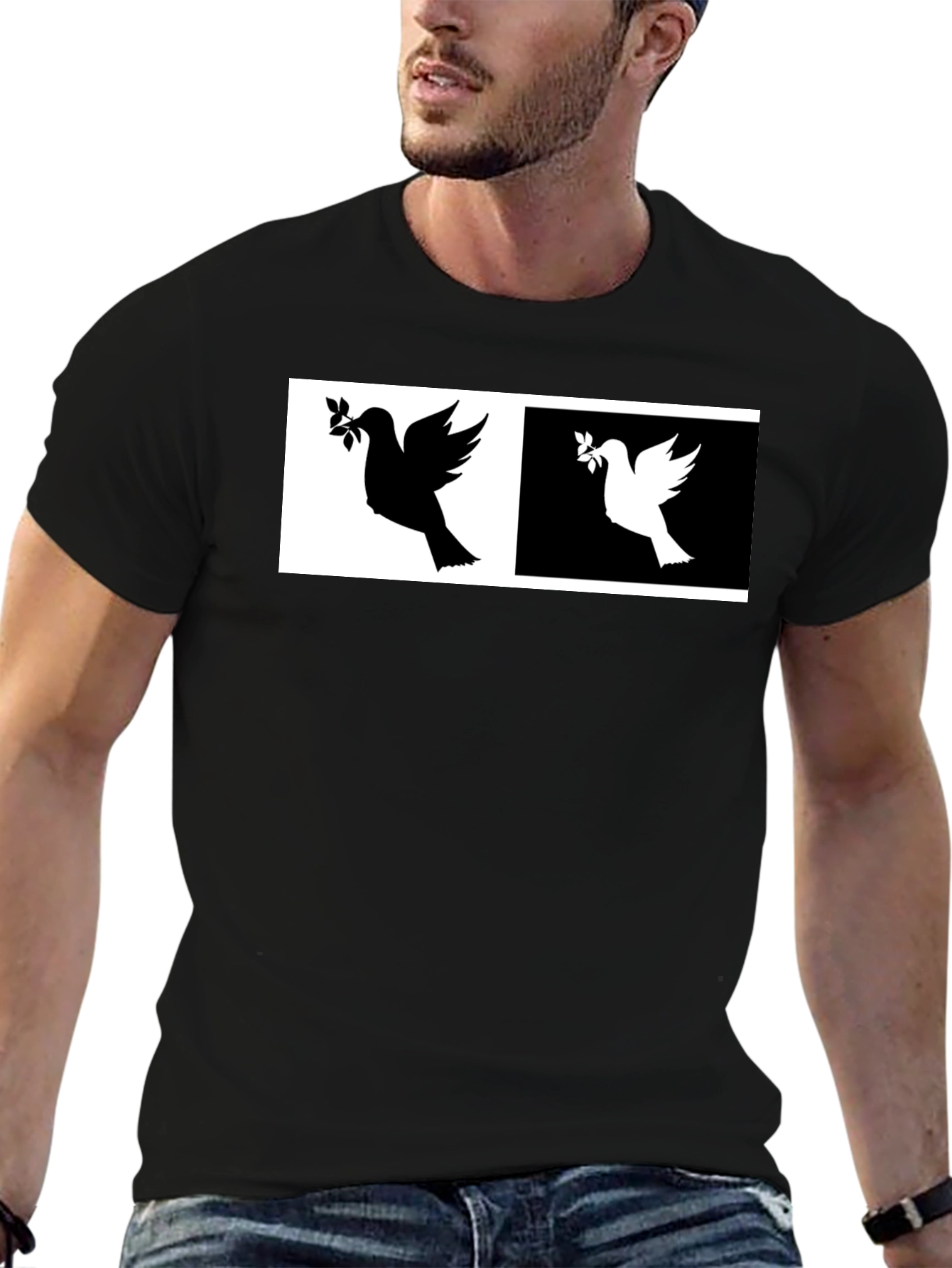 Peace Dove T-Shirt - Black & White Design