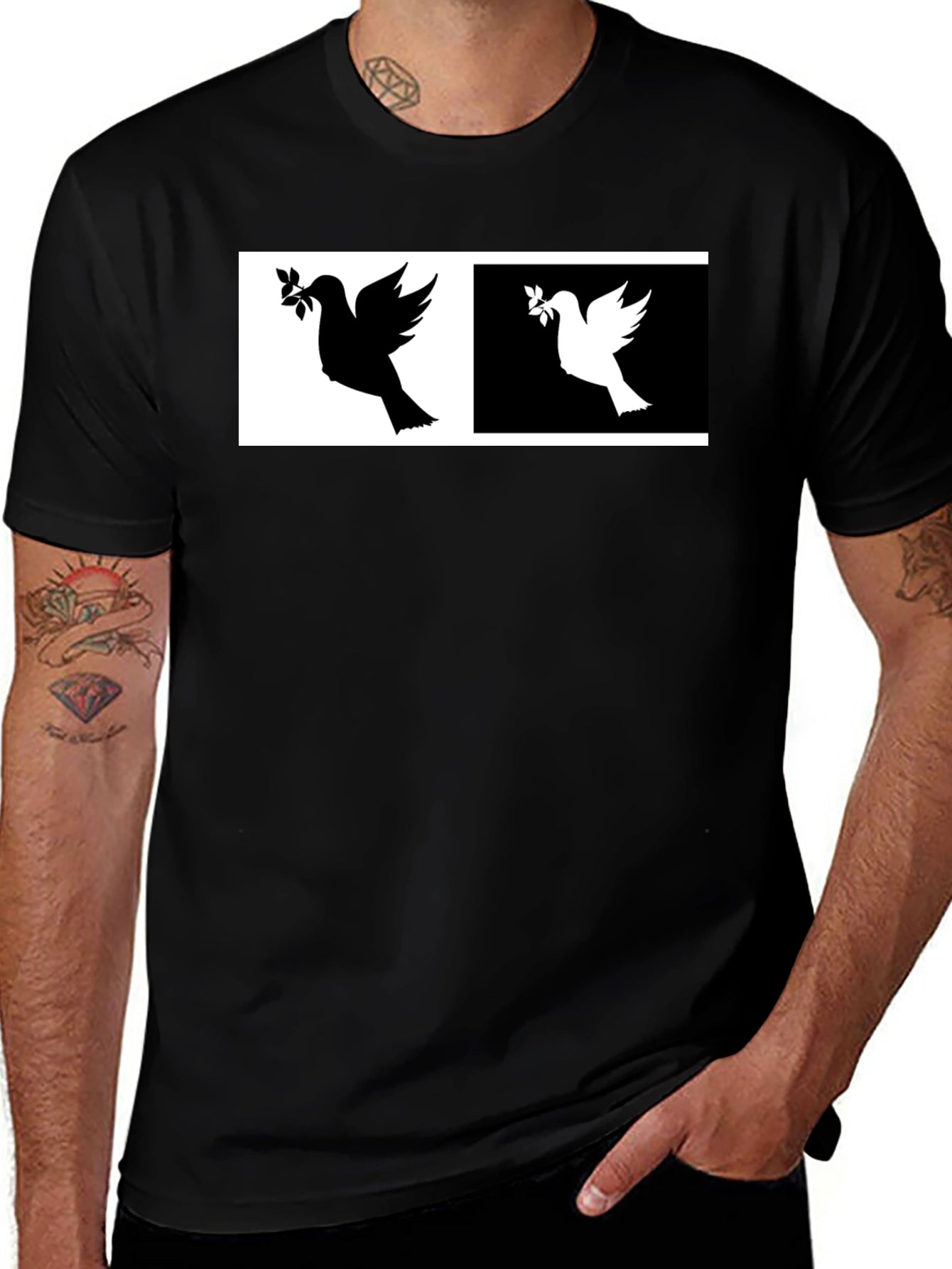 Peace Dove T-Shirt - Black & White Design
