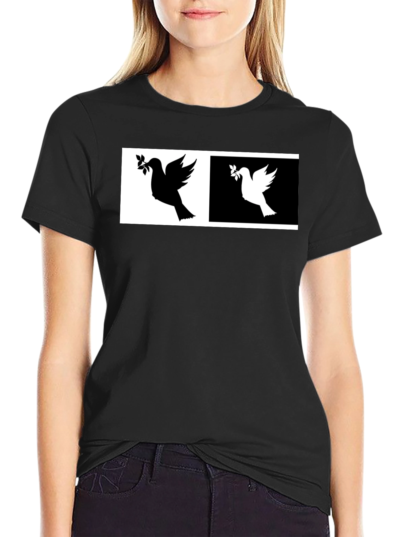 Peace Dove T-Shirt - Black & White Design