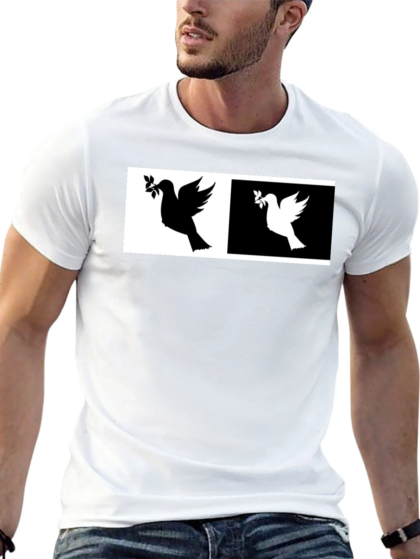 Peace Dove T-Shirt - Black & White Design