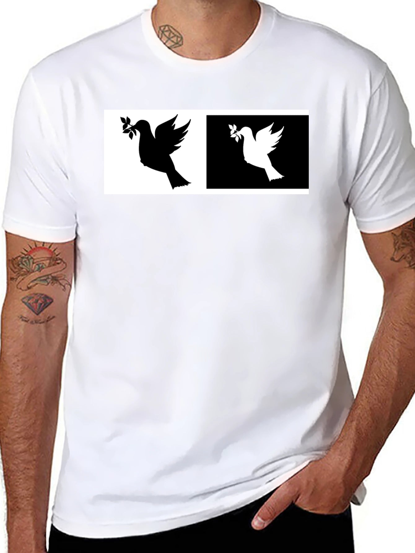 Peace Dove T-Shirt - Black & White Design