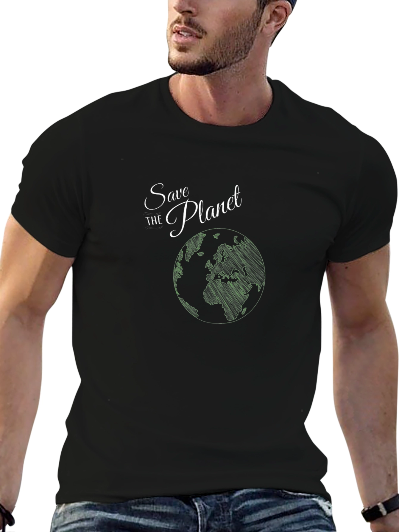 Save the Planet Black Graphic T-Shirt