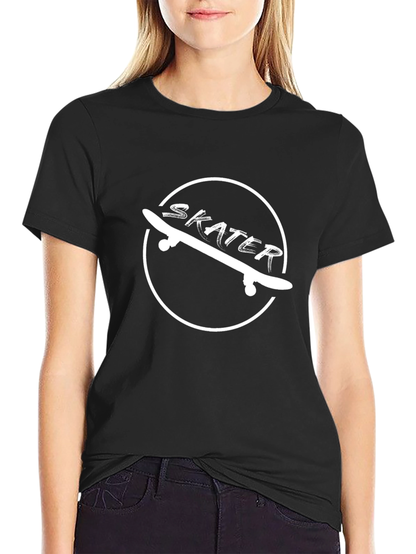 Skater T-Shirt - Classic Black Cotton Graphic Tee
