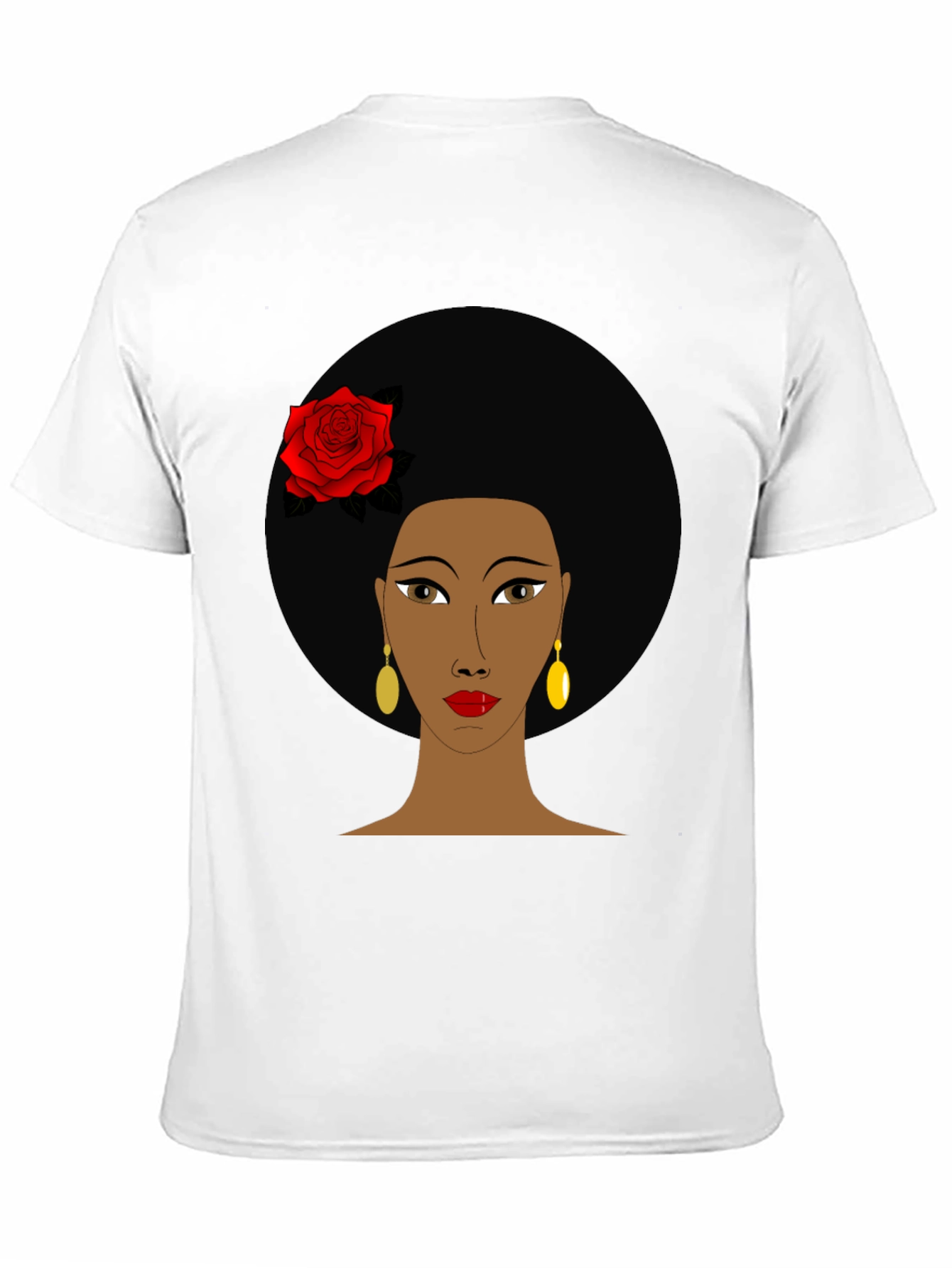 Afro Woman Rose Graphic Tee - Stylish Black T-Shirt