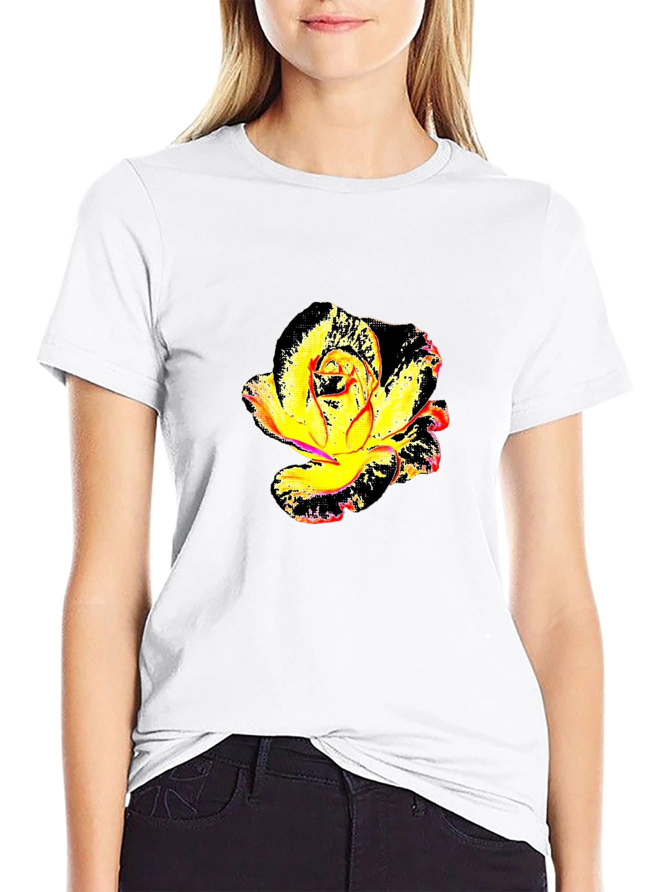 Abstract Rose Graphic Tee - Modern Floral Shirt
