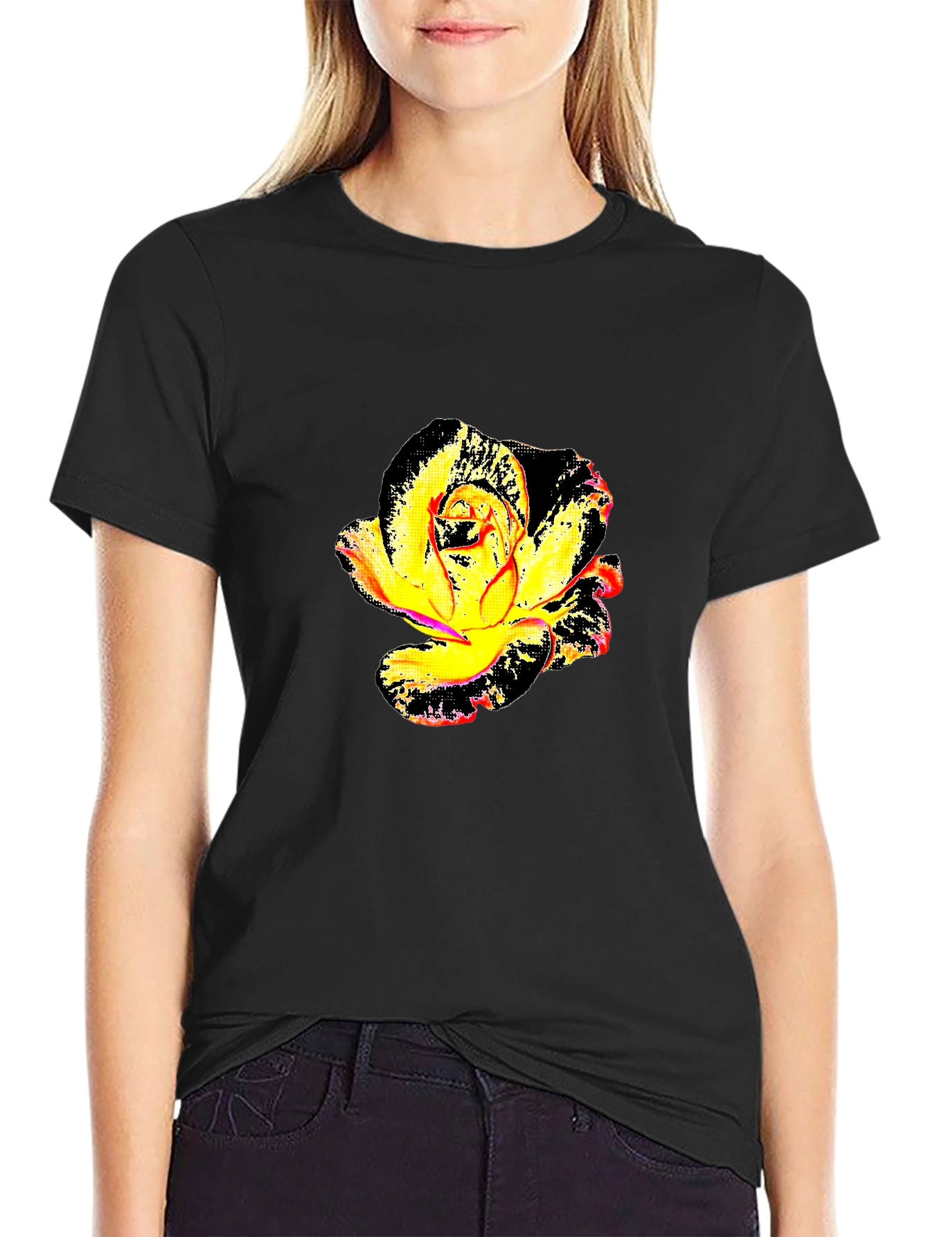 Abstract Rose Graphic Tee - Modern Floral Shirt