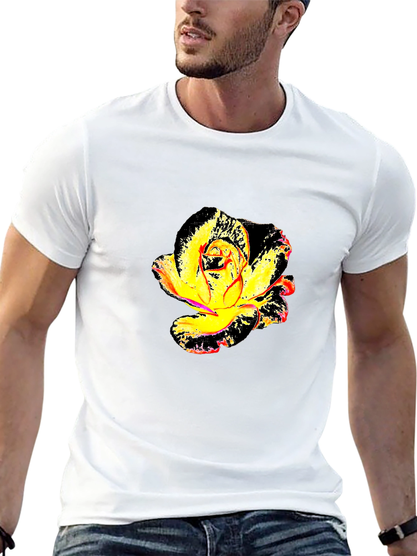 Abstract Rose Graphic Tee - Modern Floral Shirt