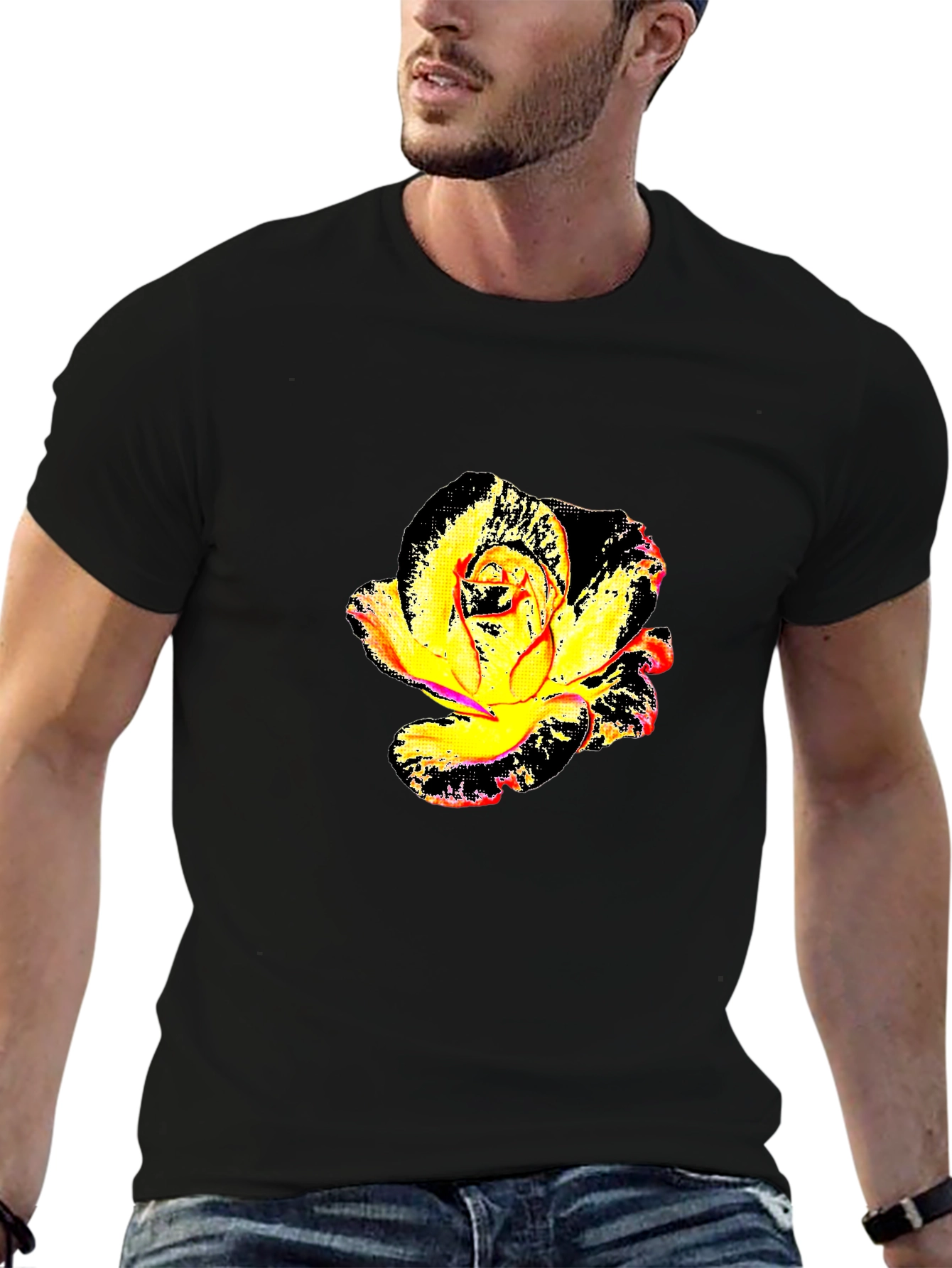 Abstract Rose Graphic Tee - Modern Floral Shirt