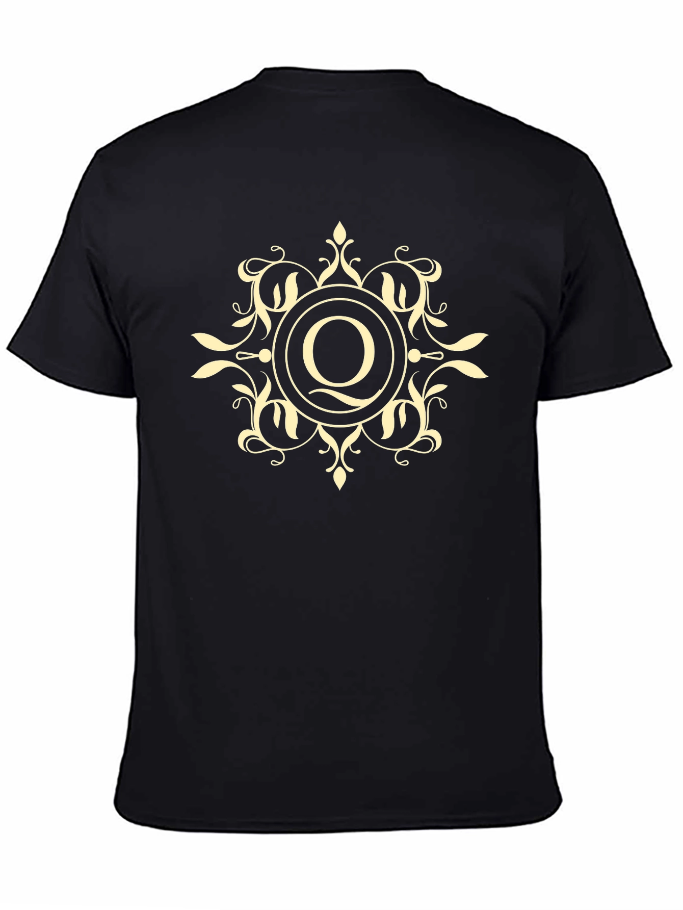 Ornate Q Monogram Graphic Tee - Black