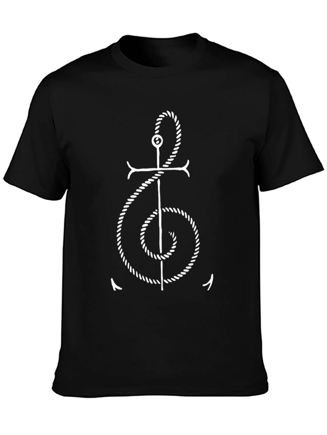 Anchor Treble Clef Graphic Tee - Black Cotton