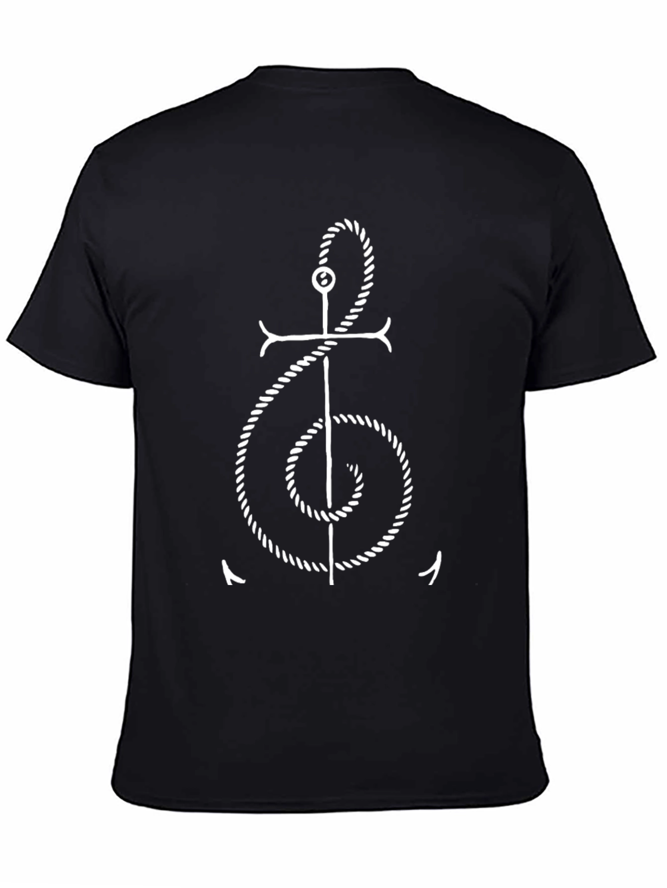 Anchor Treble Clef Graphic Tee - Black Cotton