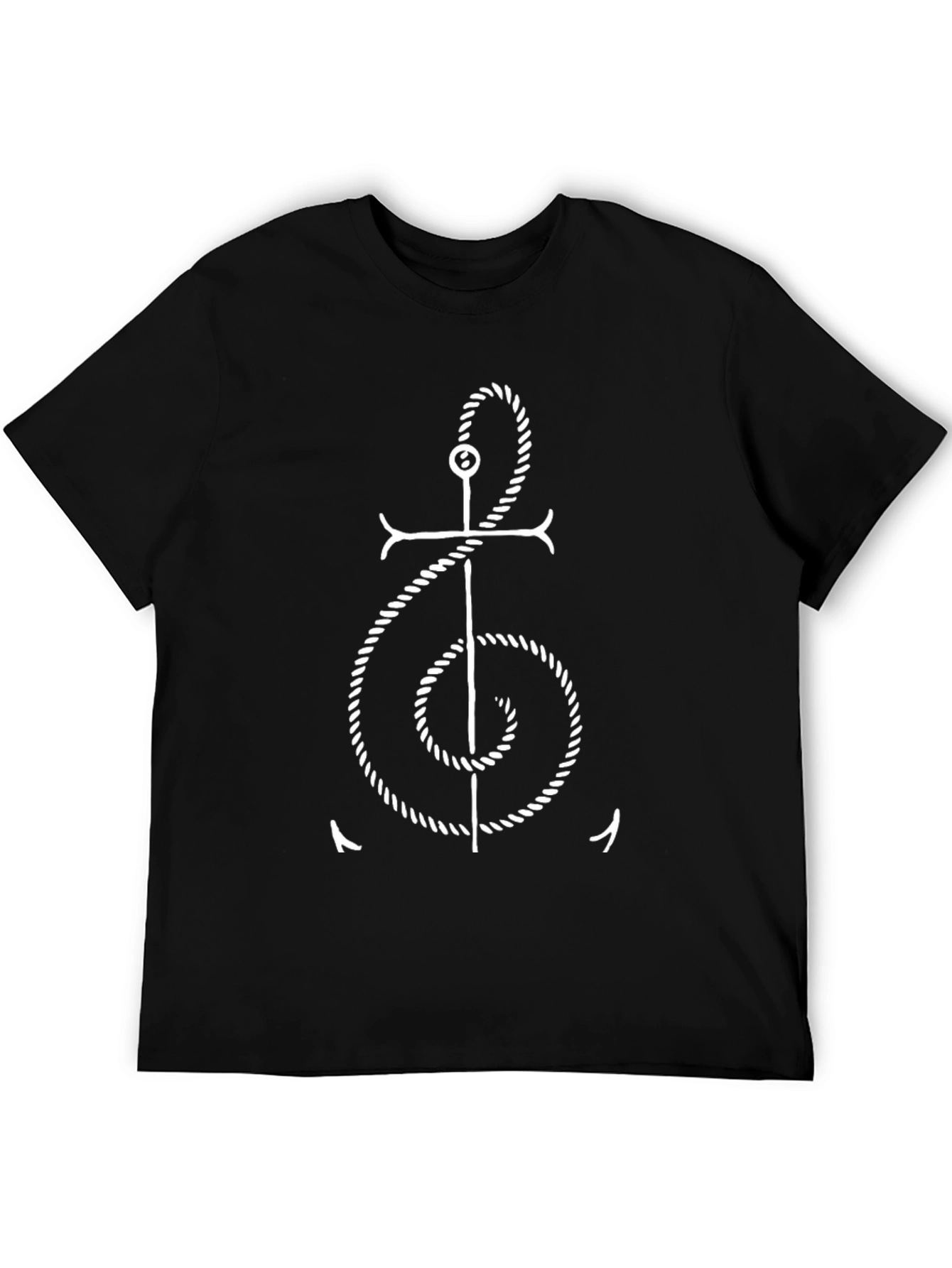 Anchor Treble Clef Graphic Tee - Black Cotton
