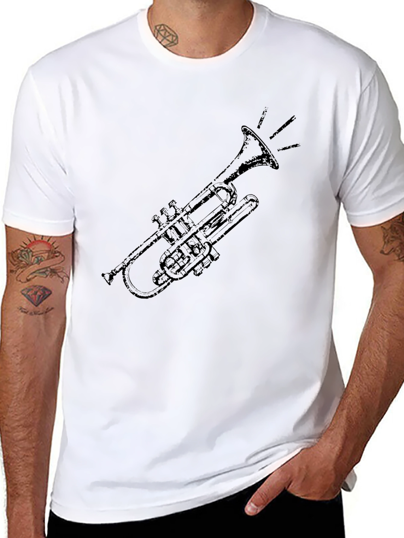 Trumpet Graphic Tee - Classic Music Style