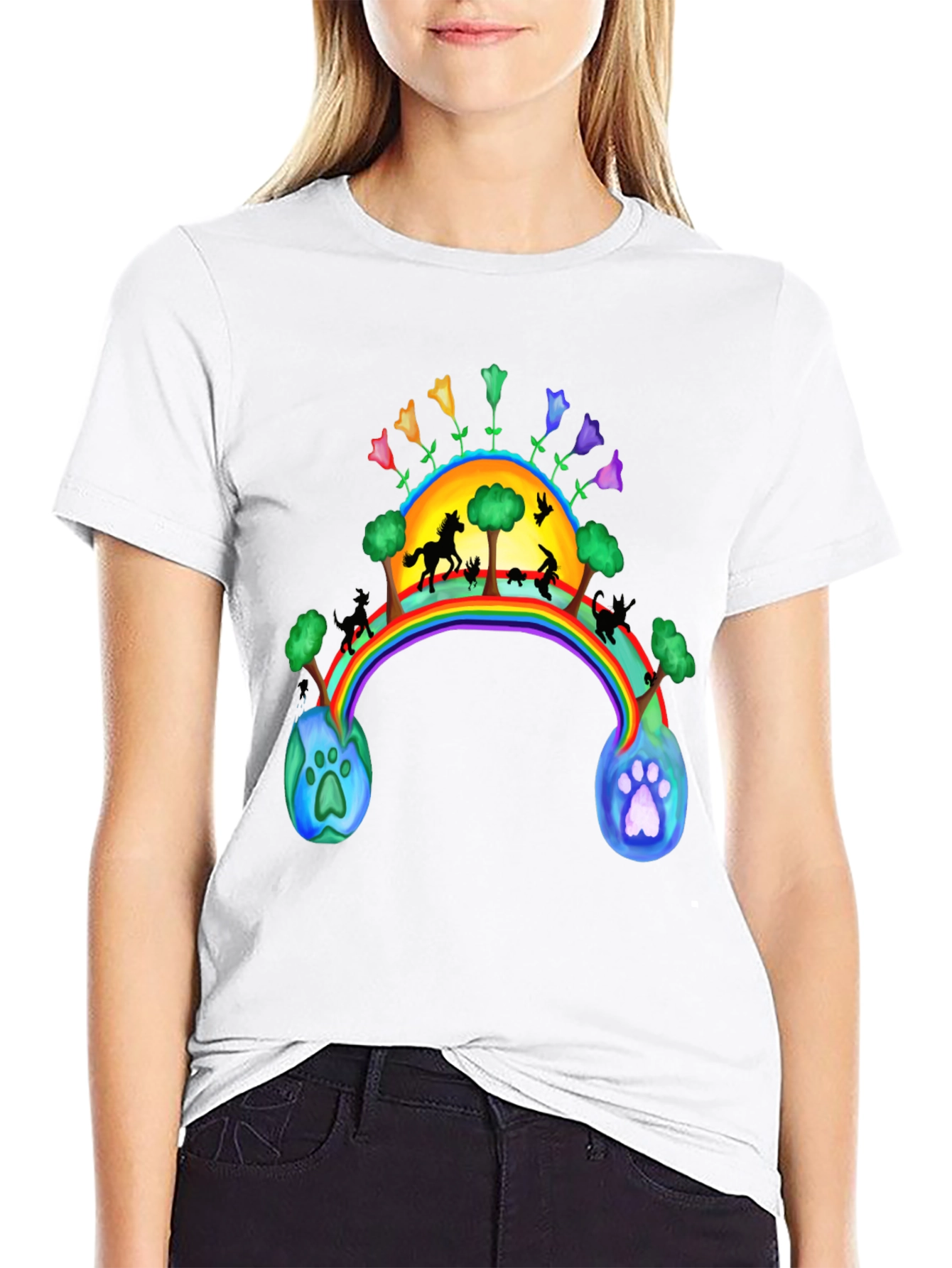 Rainbow Bridge T-Shirt - Paw Prints to Paradise