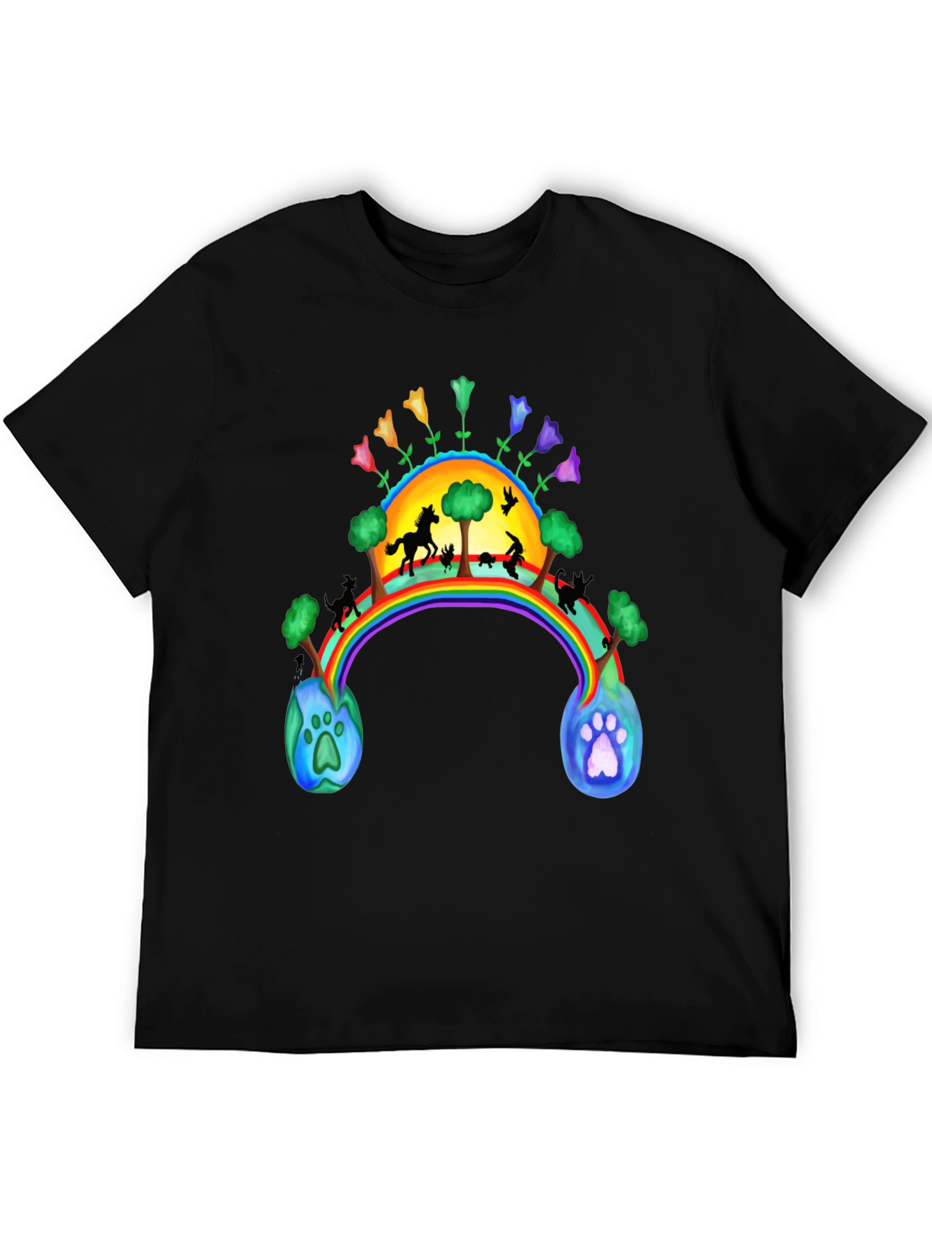 Rainbow Bridge T-Shirt - Paw Prints to Paradise