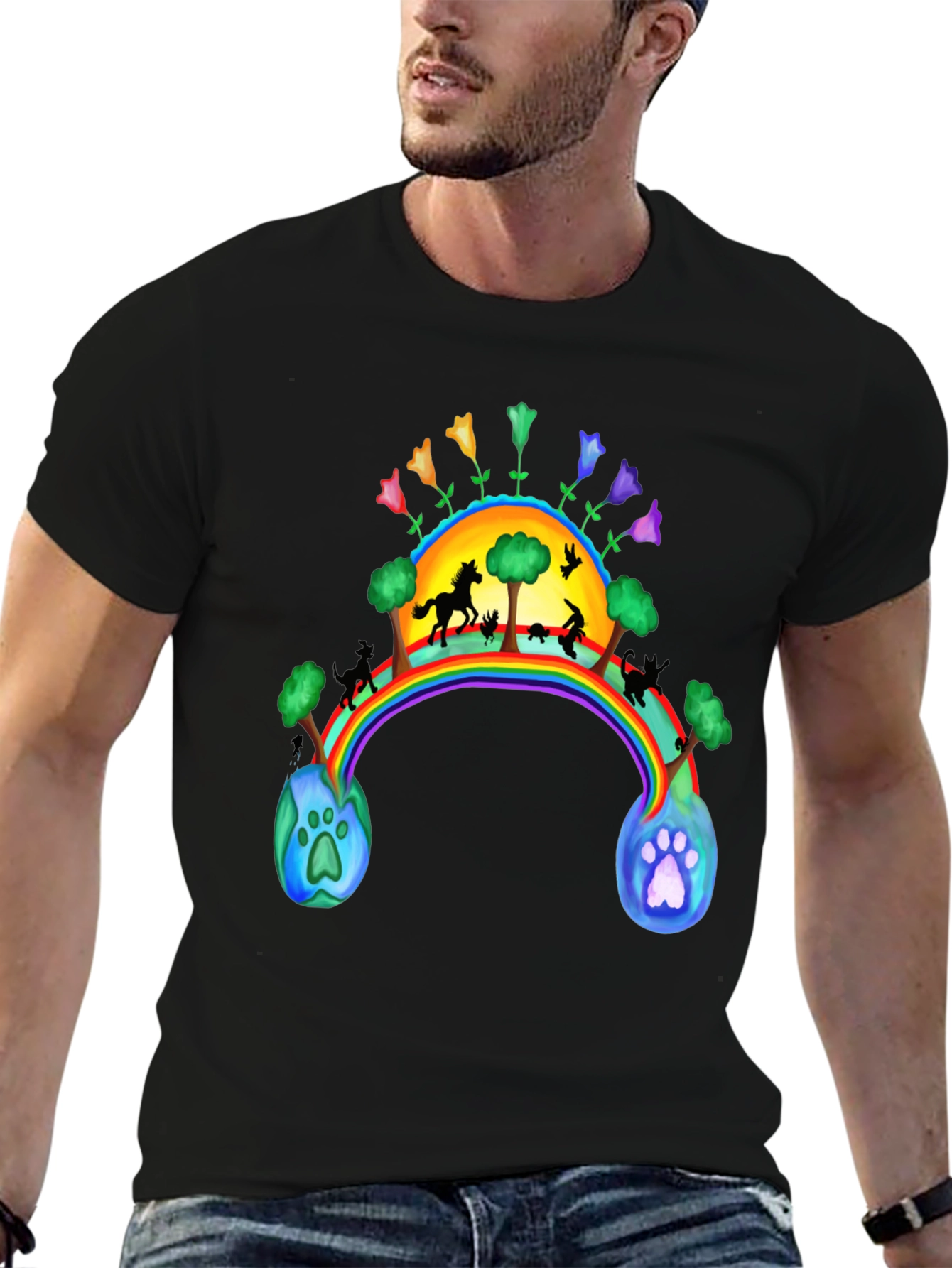 Rainbow Bridge T-Shirt - Paw Prints to Paradise