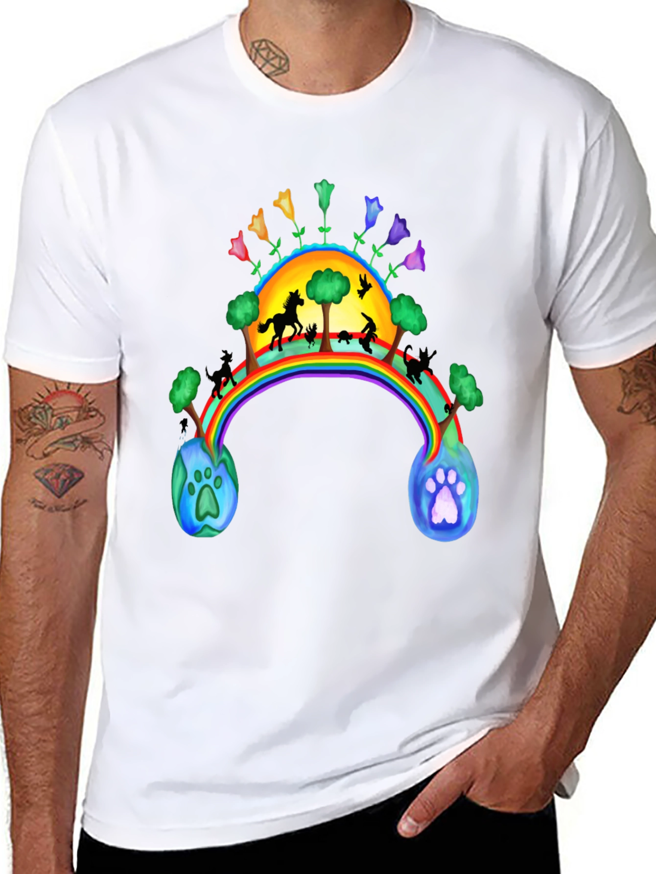 Rainbow Bridge T-Shirt - Paw Prints to Paradise