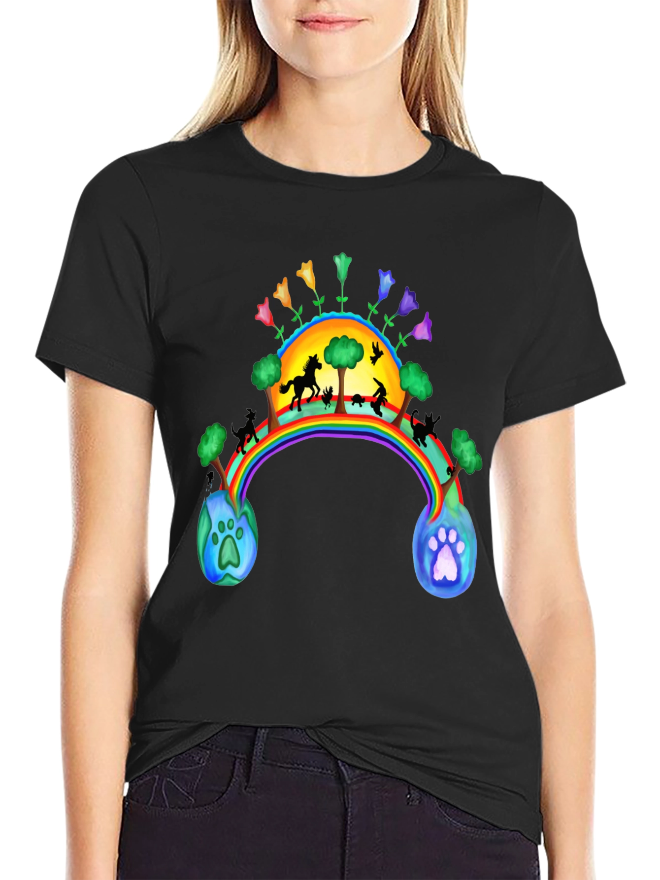 Rainbow Bridge T-Shirt - Paw Prints to Paradise