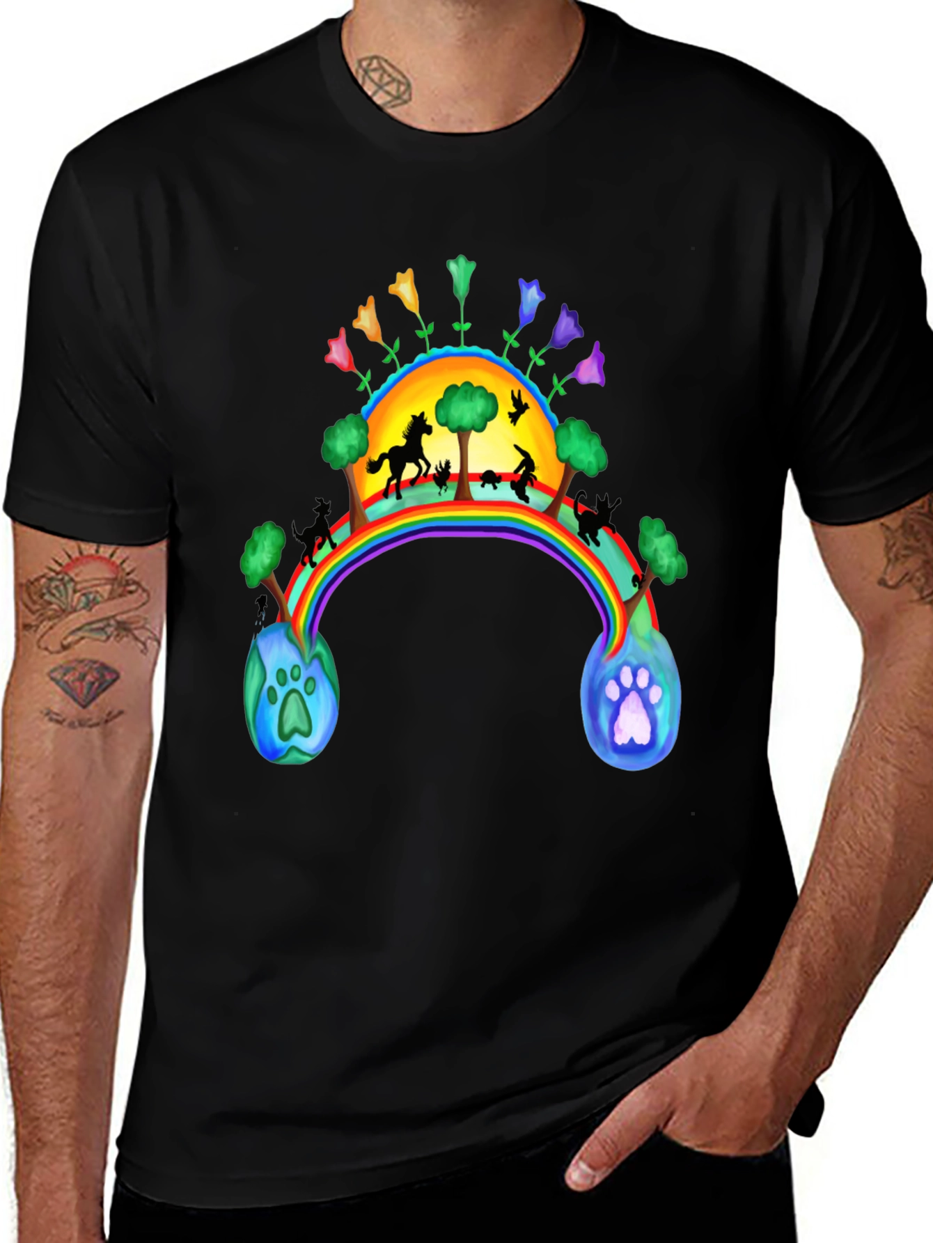Rainbow Bridge T-Shirt - Paw Prints to Paradise