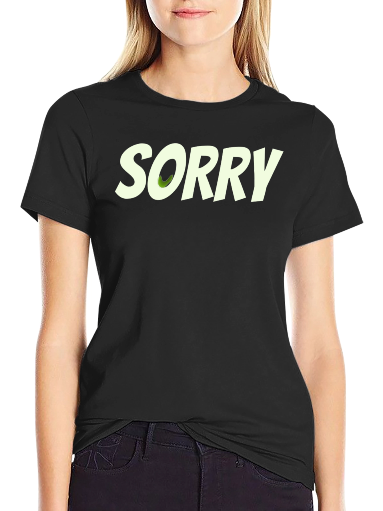 Sorry Graphic Print Black T-Shirt