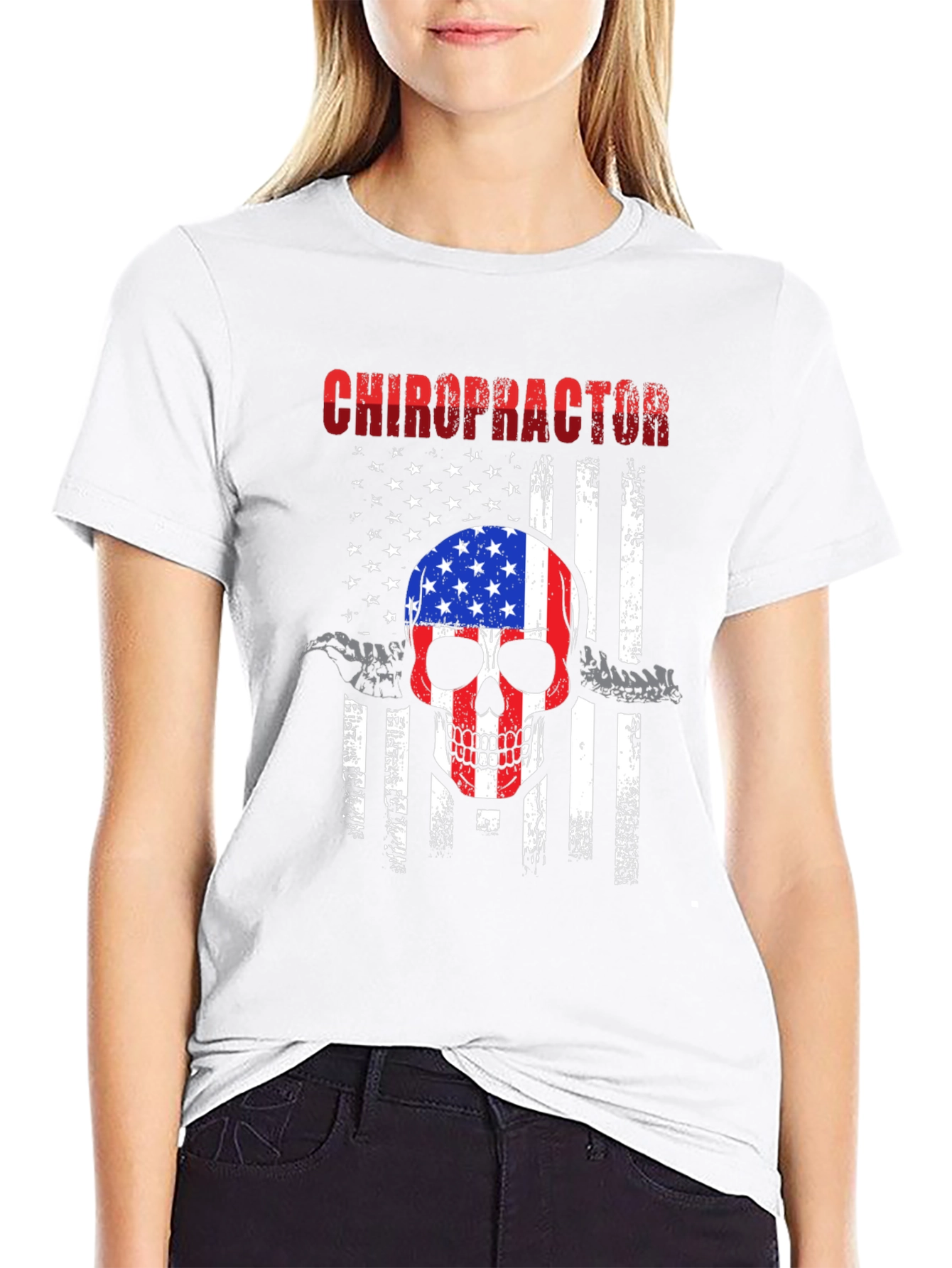 Chiropractor Skull Flag Graphic Tee