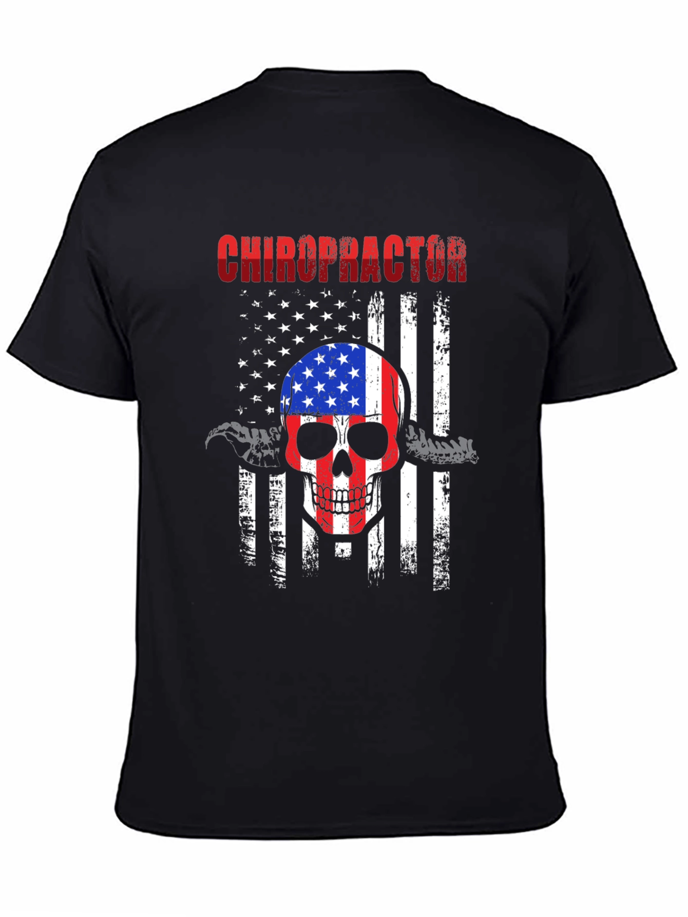 Chiropractor Skull Flag Graphic Tee
