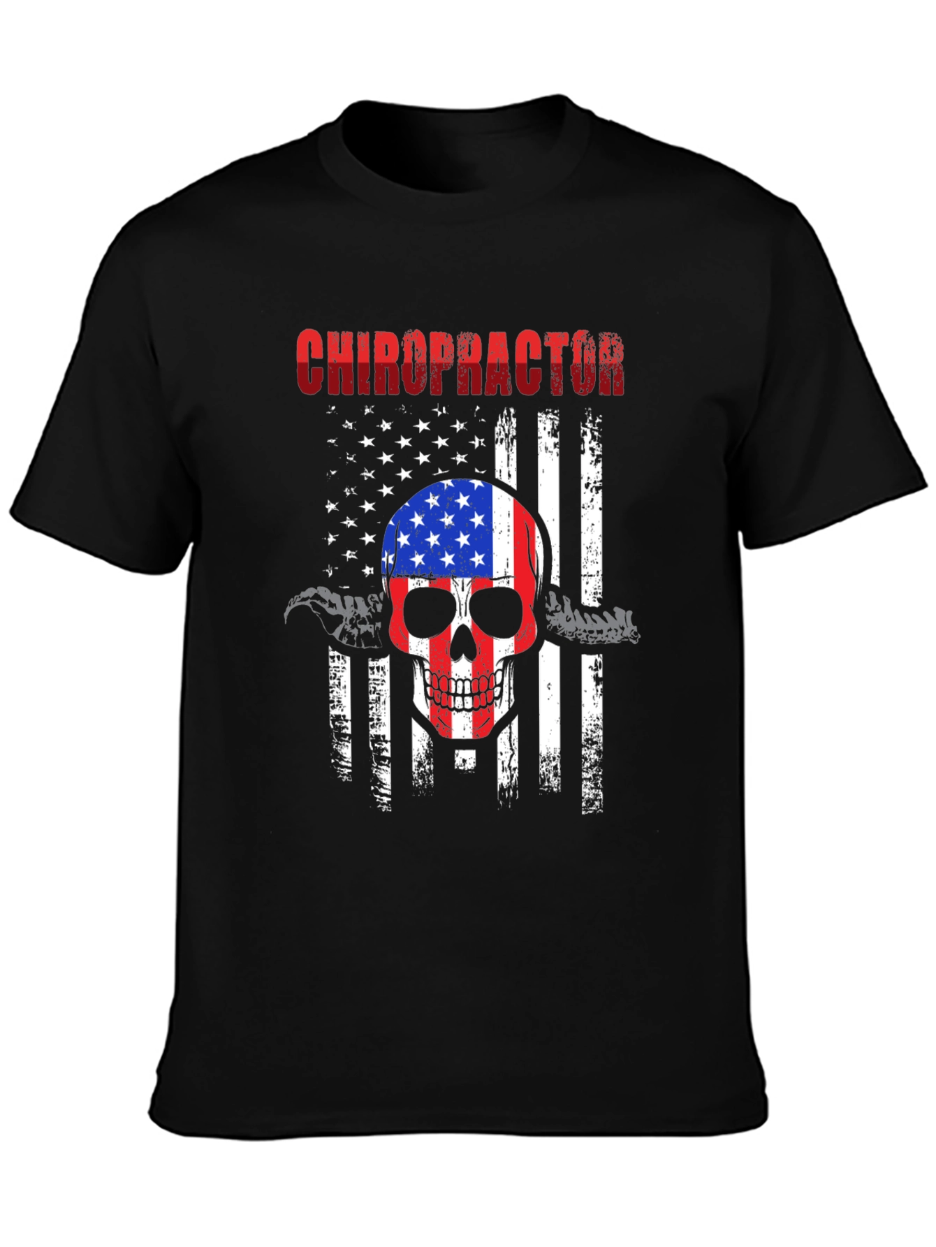 Chiropractor Skull Flag Graphic Tee