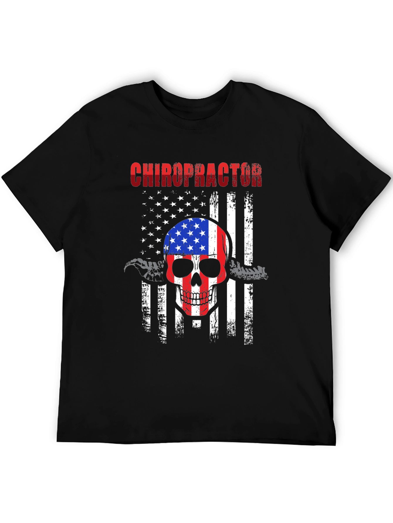 Chiropractor Skull Flag Graphic Tee